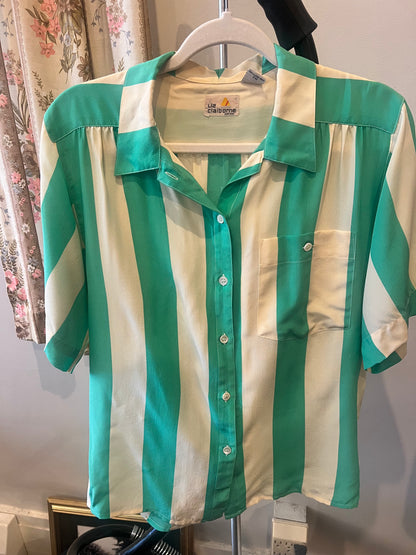 1980s Liz Claiborne Silk Stripe Top