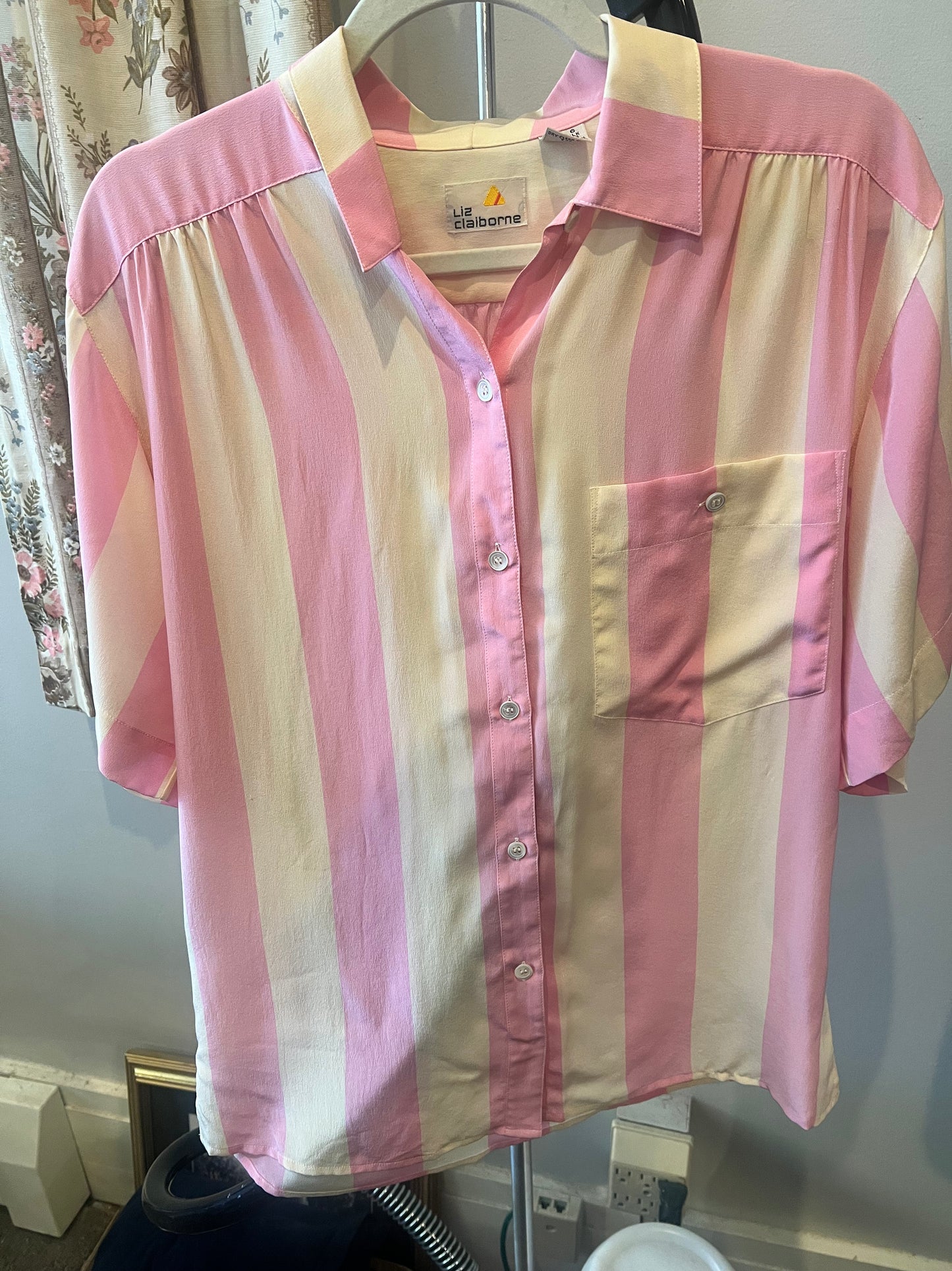 1980s Liz Claiborne Silk Stripe Top