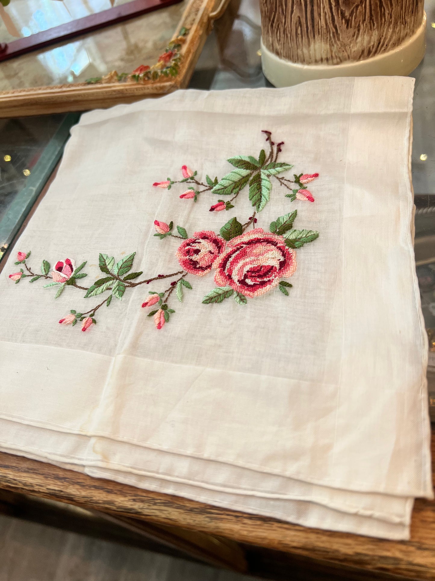 Floral Embroidered Hankerchief