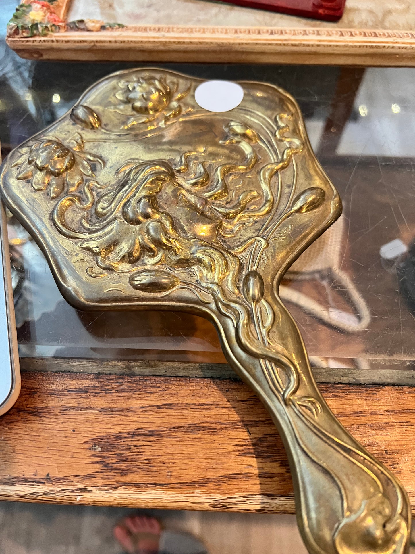 Antique Brass Hand Mirror