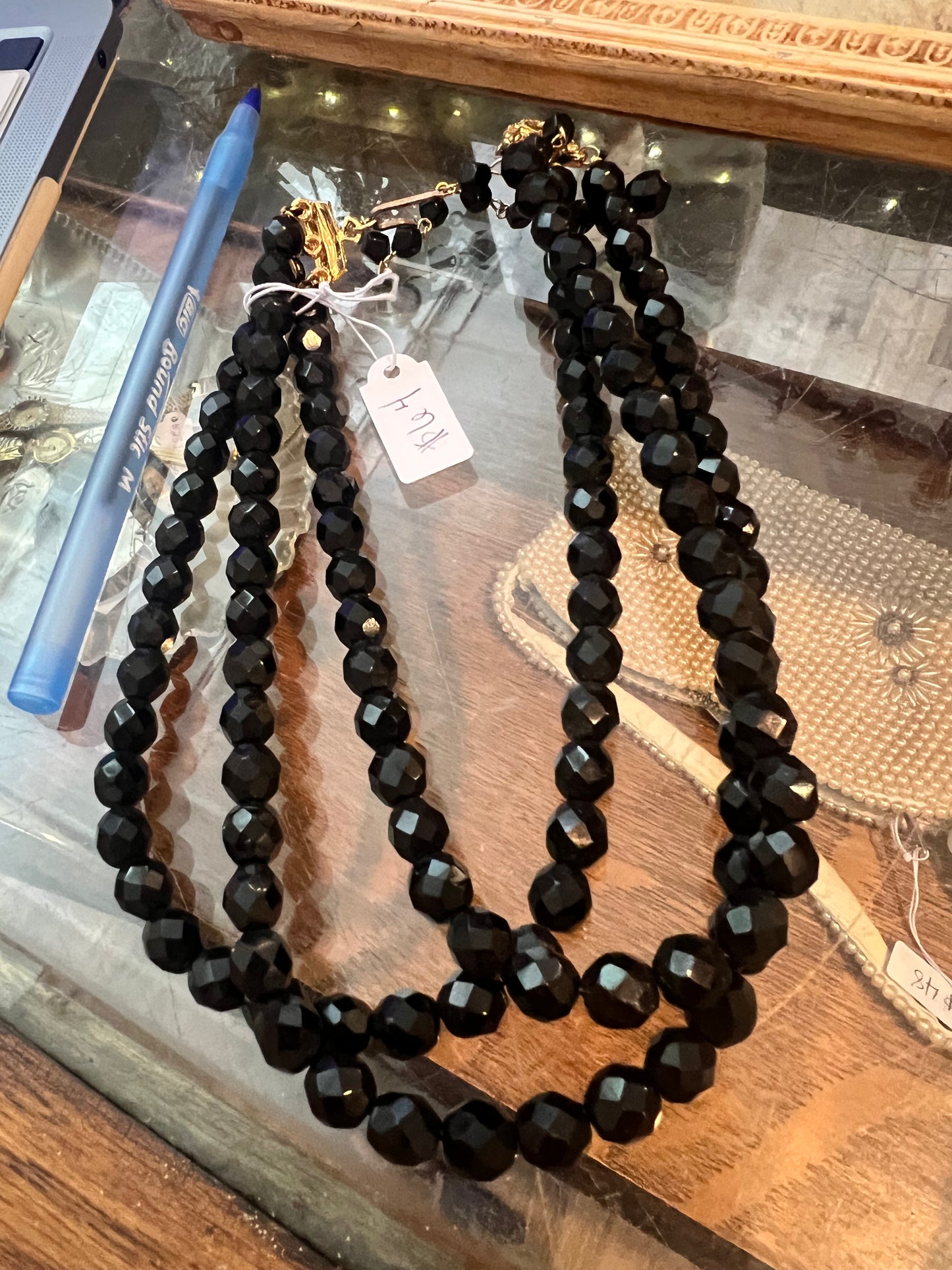 Blacked Beaded 3 Layer Necklace