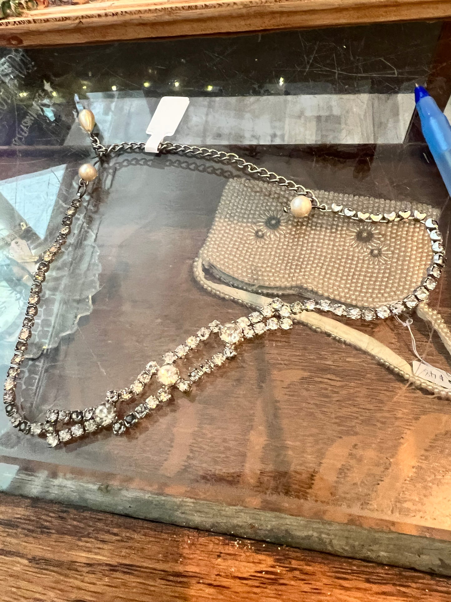 Small Pearl and Rhinestone Necklace
