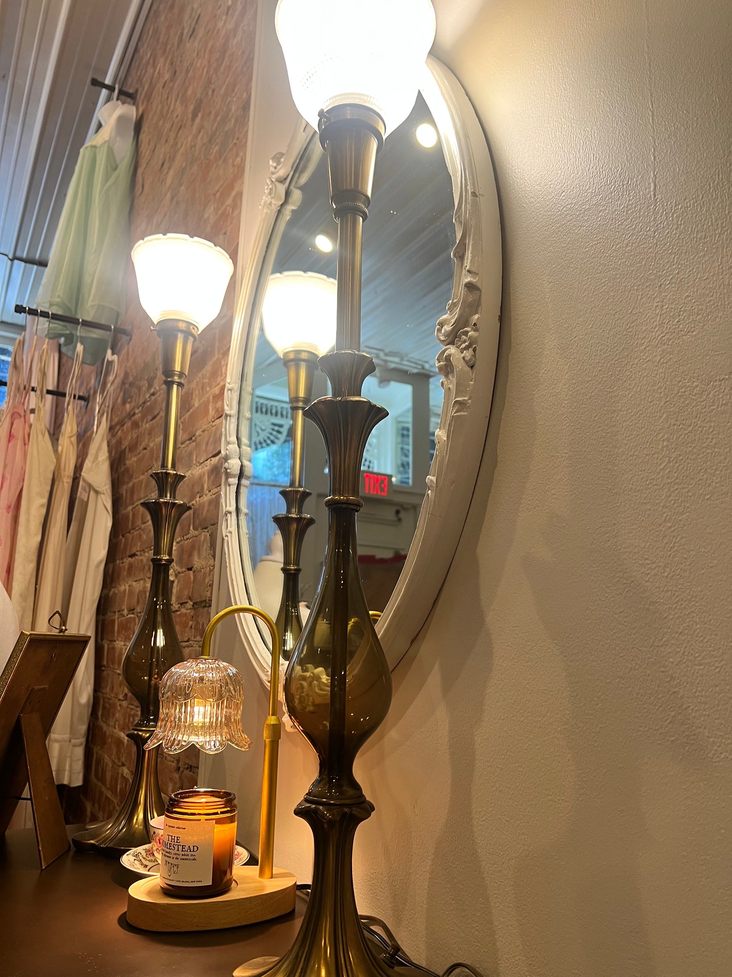 Set of 2 Tall Brass Lamps