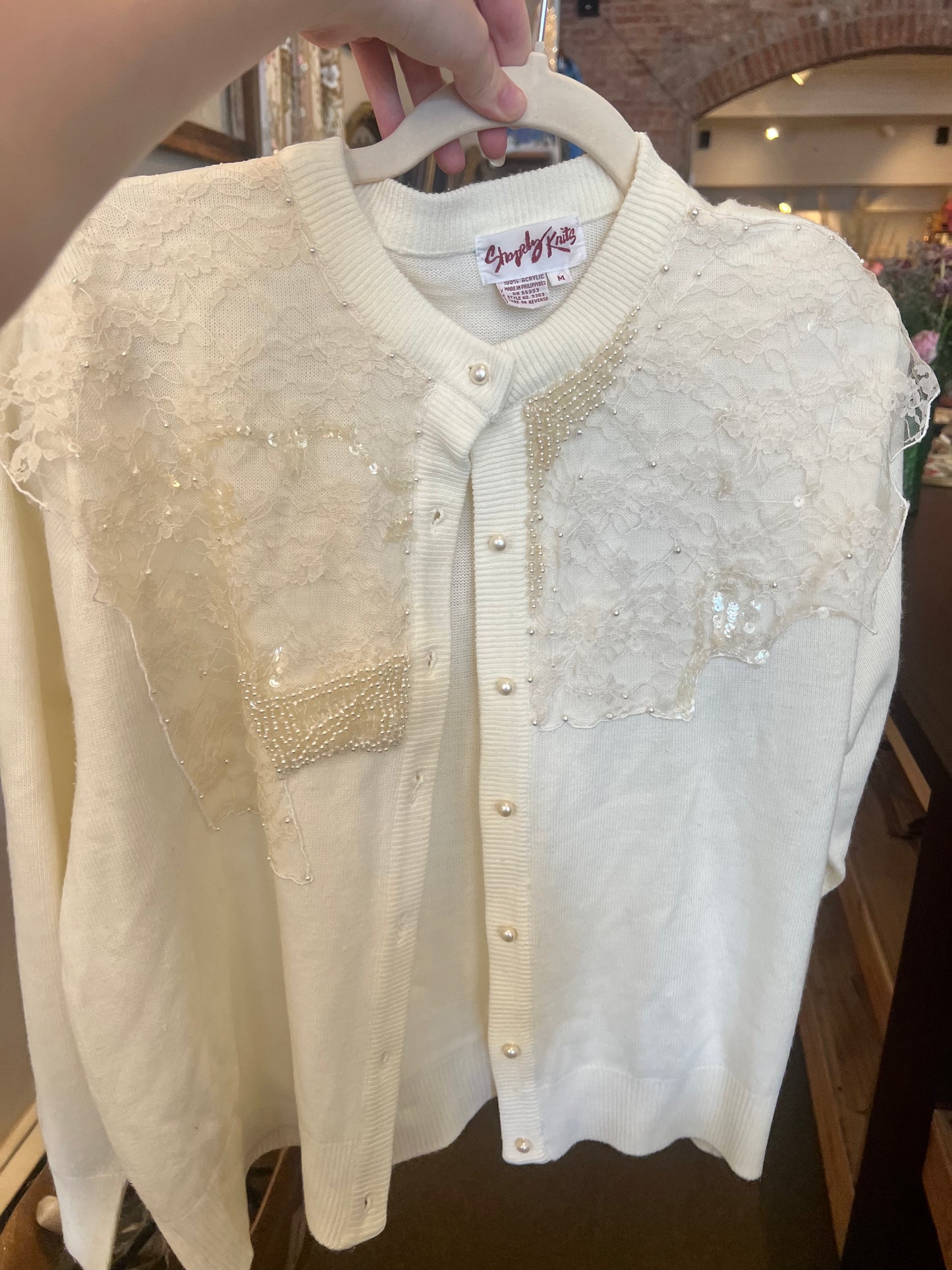 80s Shapely Knits Lace Cardigan