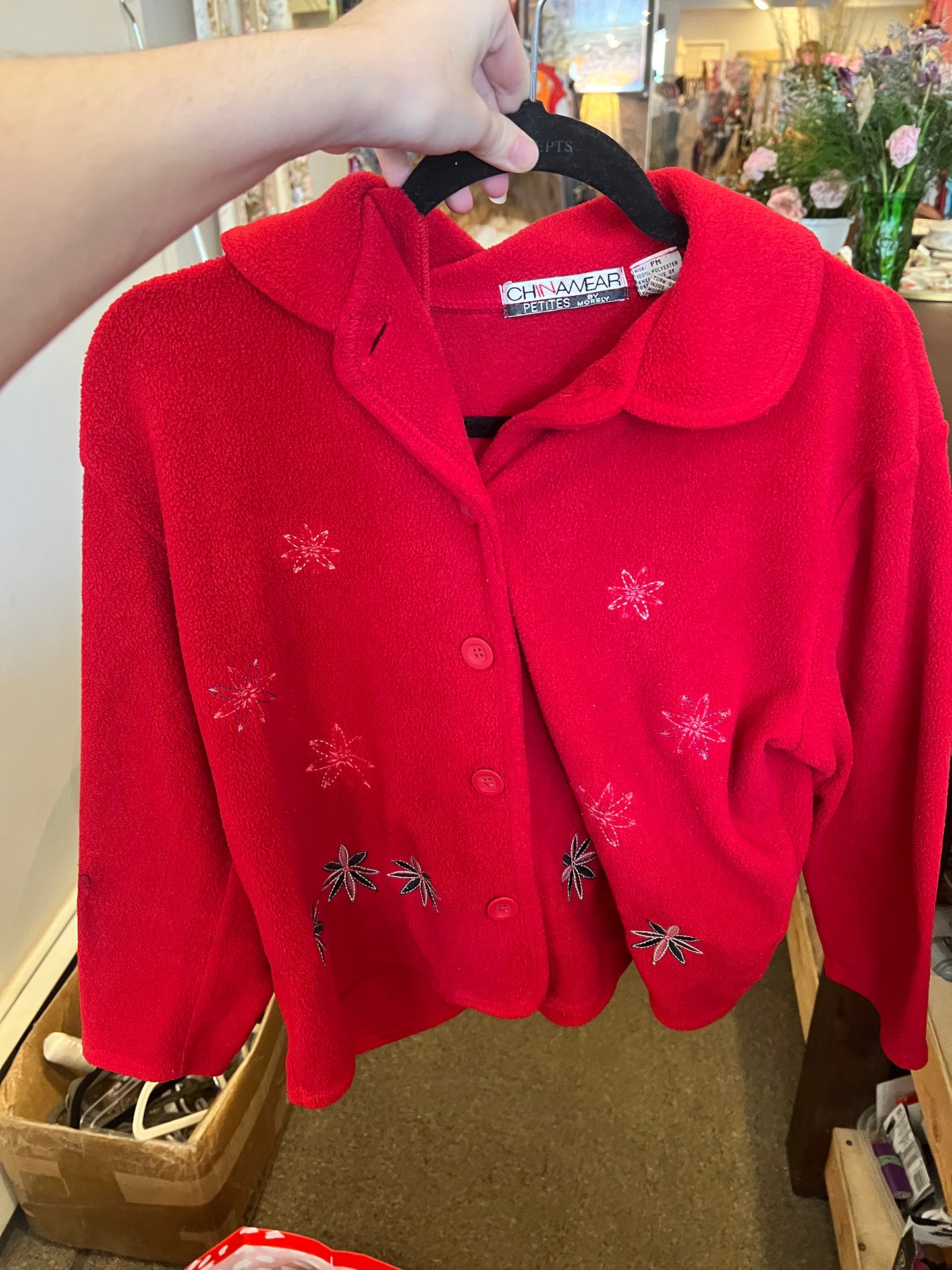 90s Chinawear Petites Button Front Sweater