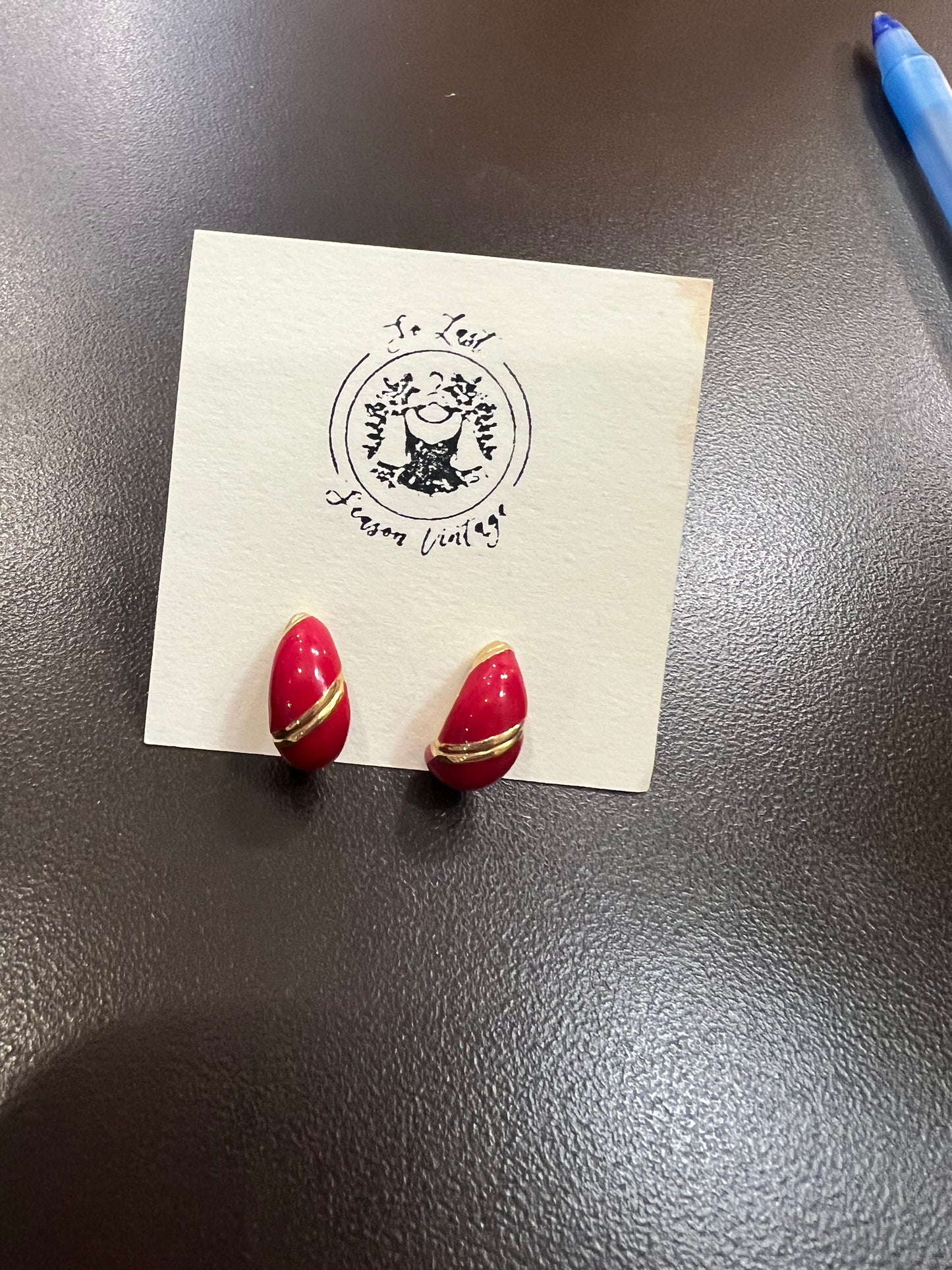 Red and Gold Hoop Earrings