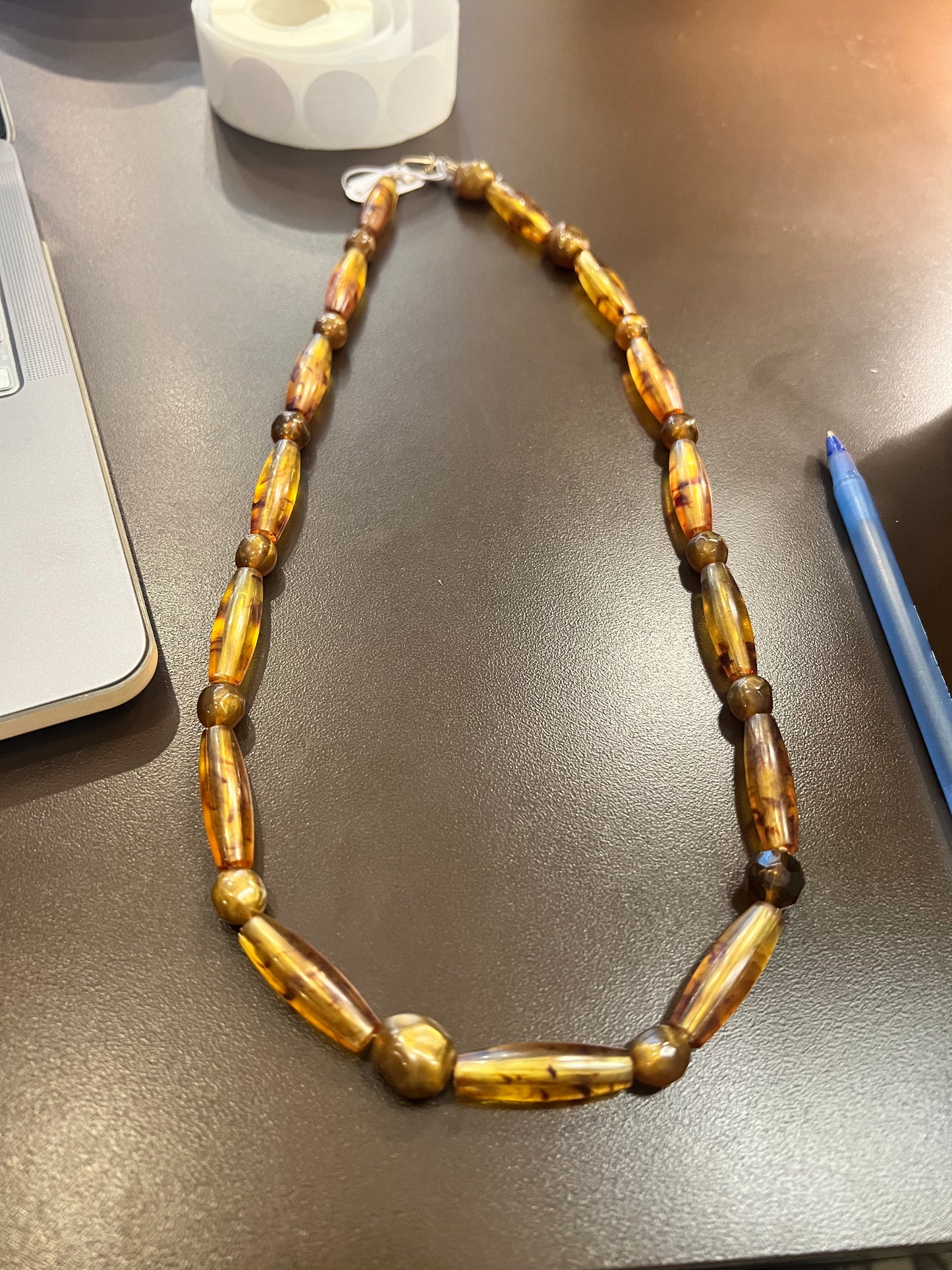 Tortoise Shell Beaded Necklace