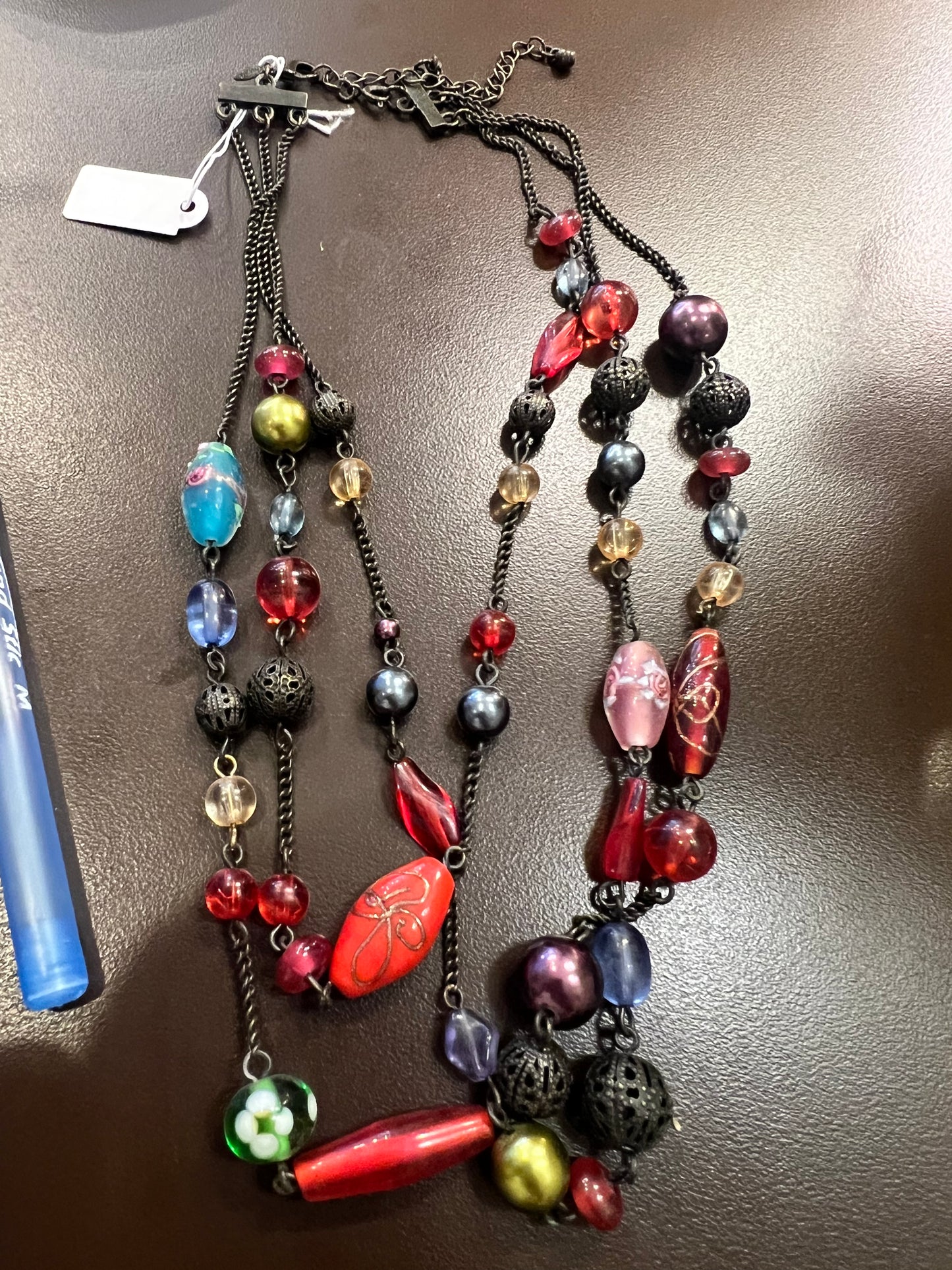 Glass Bead Layered Necklace
