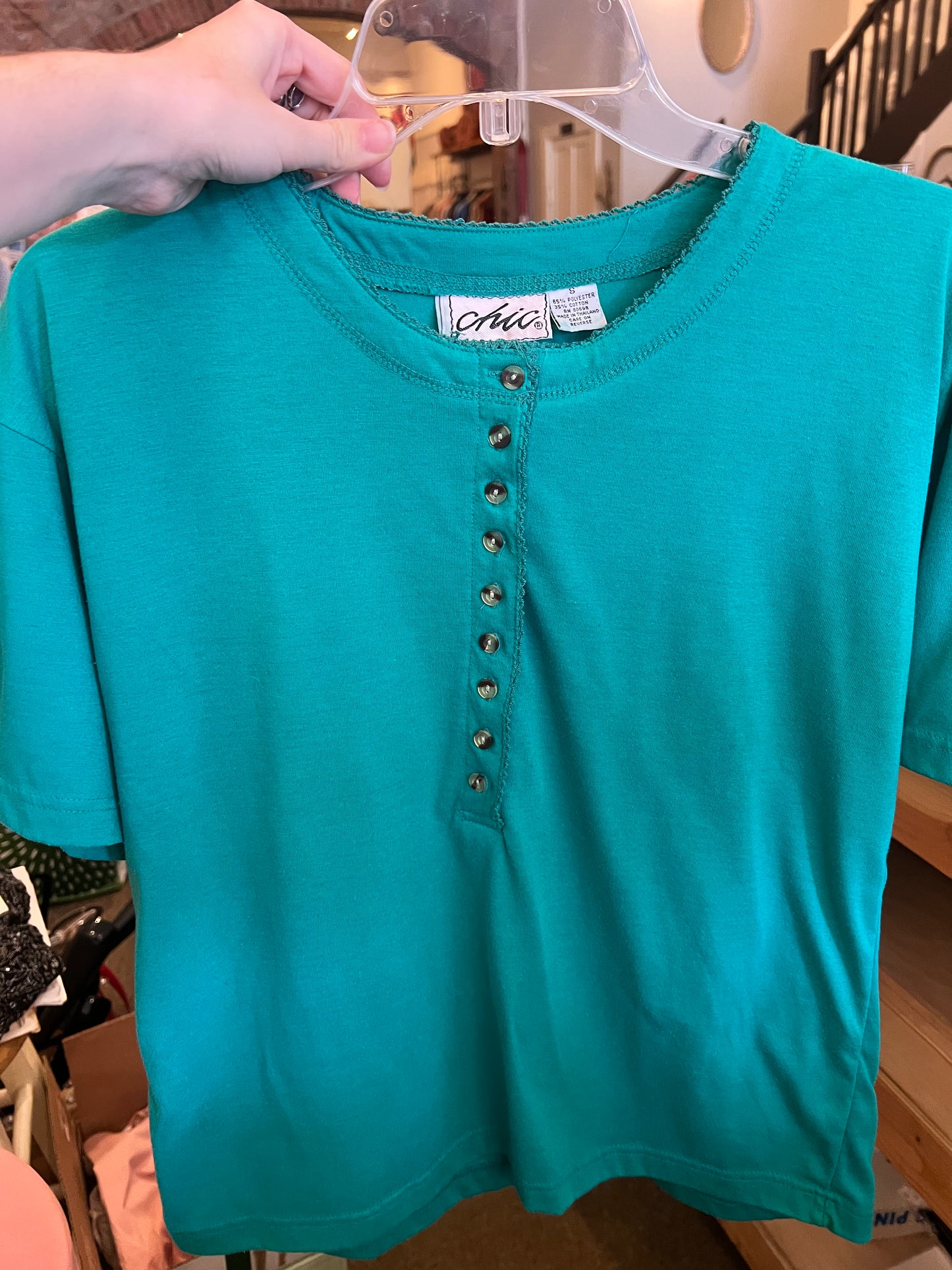 80s/90s Chic Half Button T Shirt