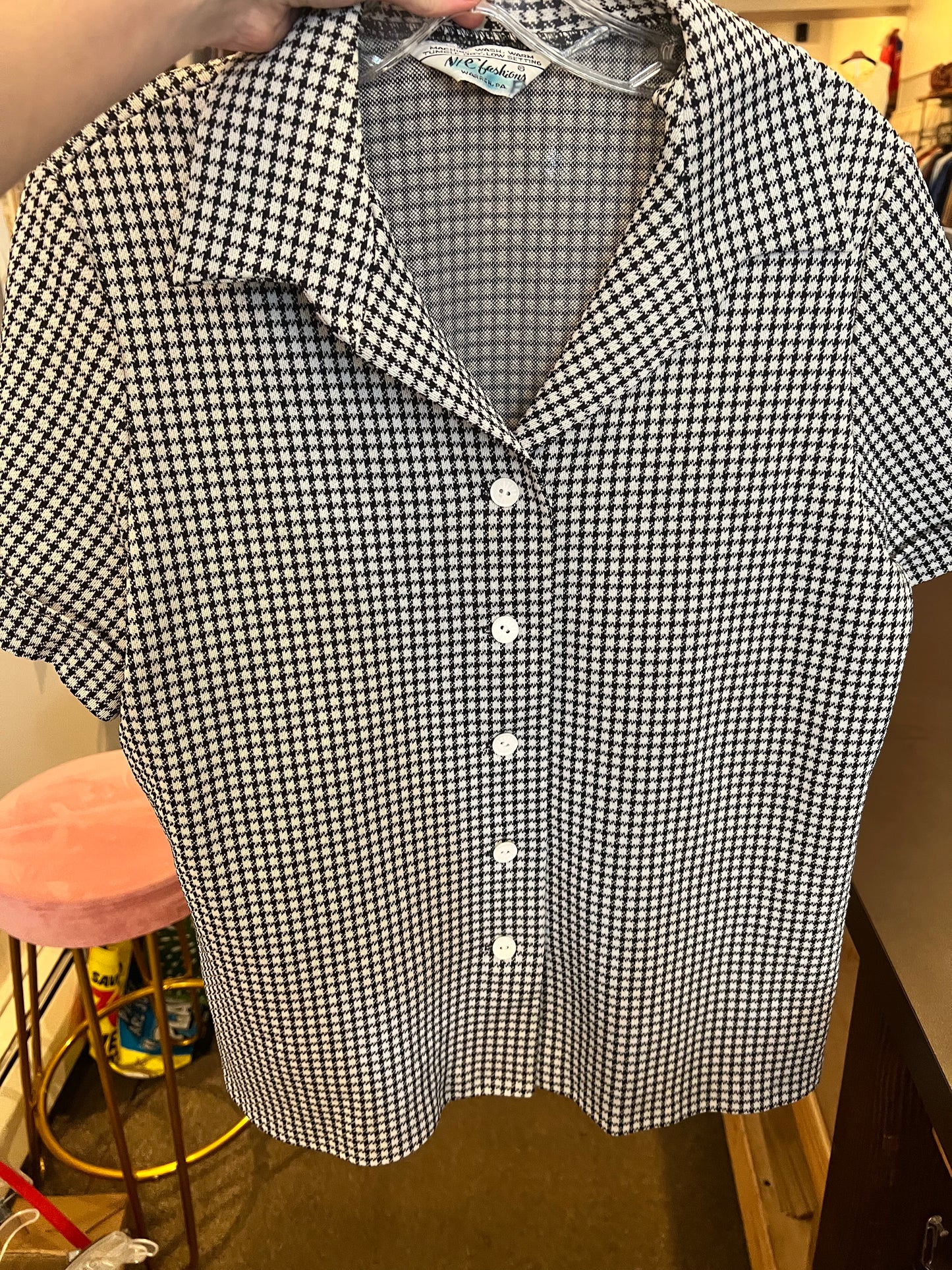 70s NPC Fashions Houndstooth Top