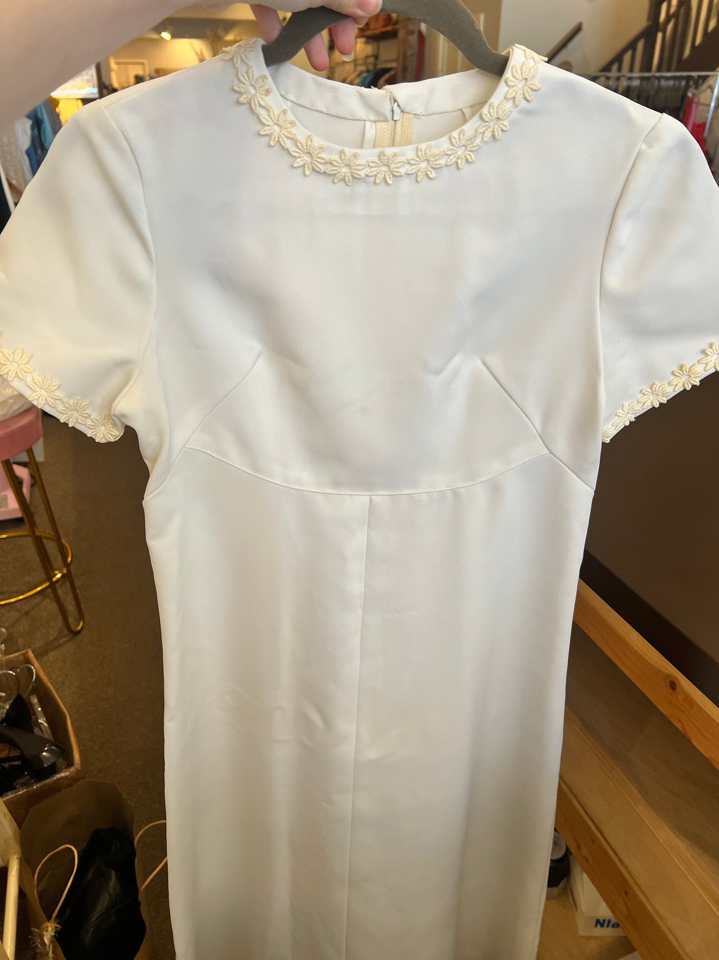 Vintage 60s Handmade Flower Trim Dress