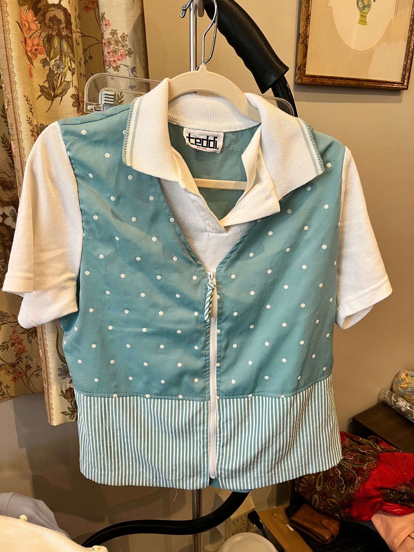 80s/90s Teddi Petite Polka Dot Collared Top