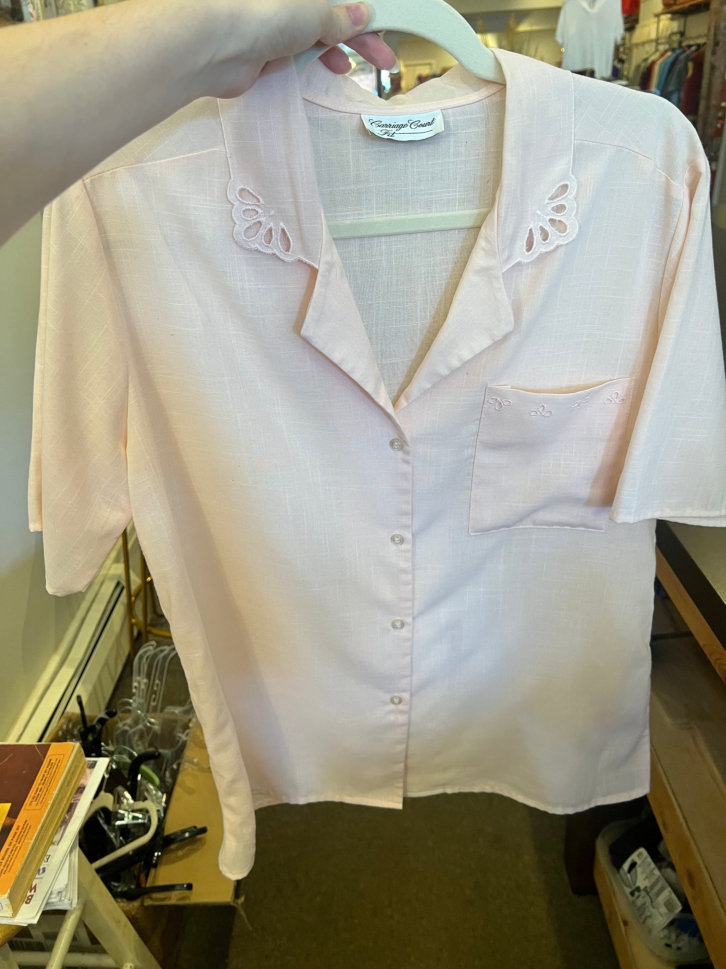 80s/90s Carriage Court Fit Eyelet Trim Top