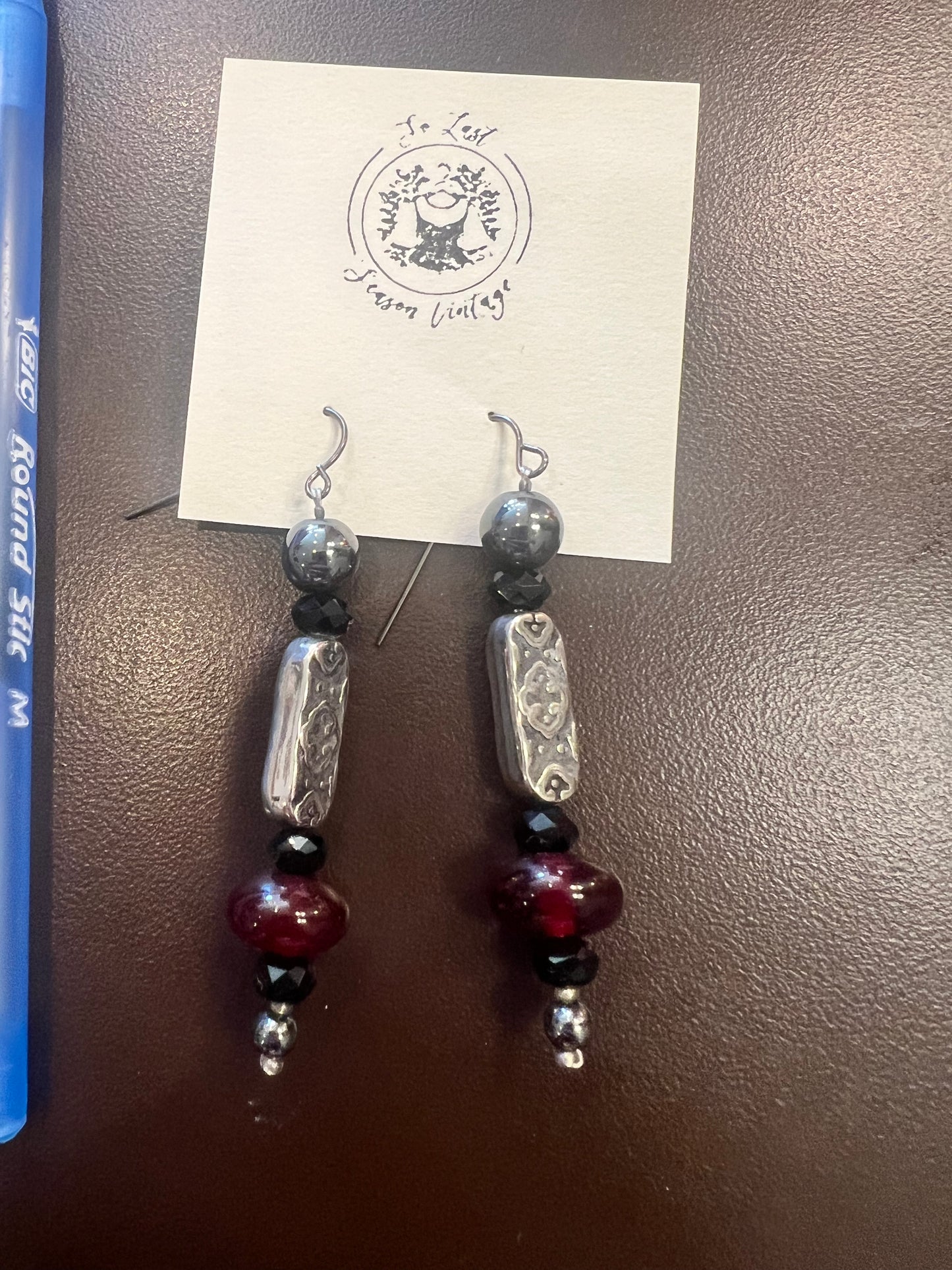 Cross Detail Beaded Drop Earrings