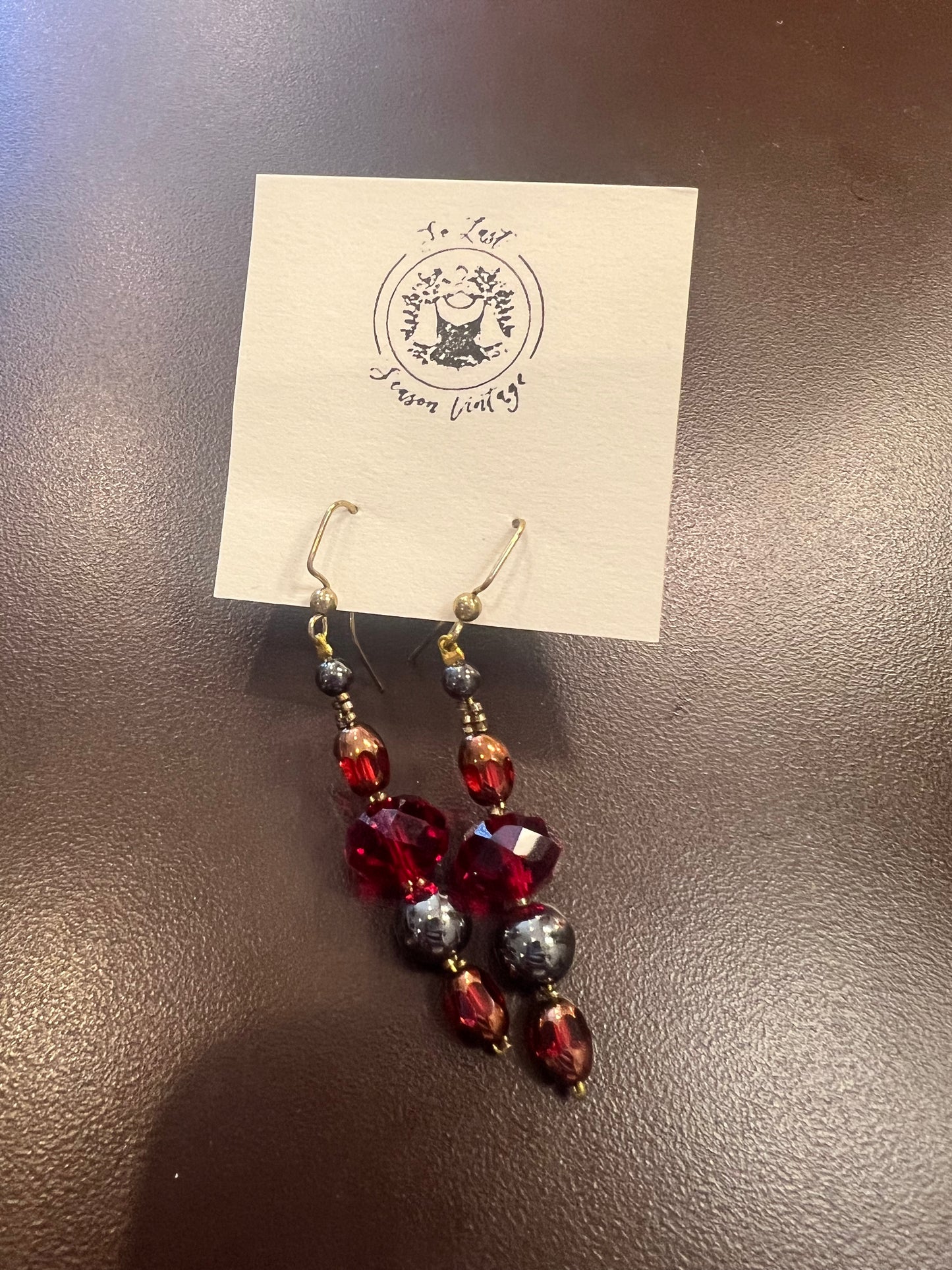 Red Beaded Drop Earrings