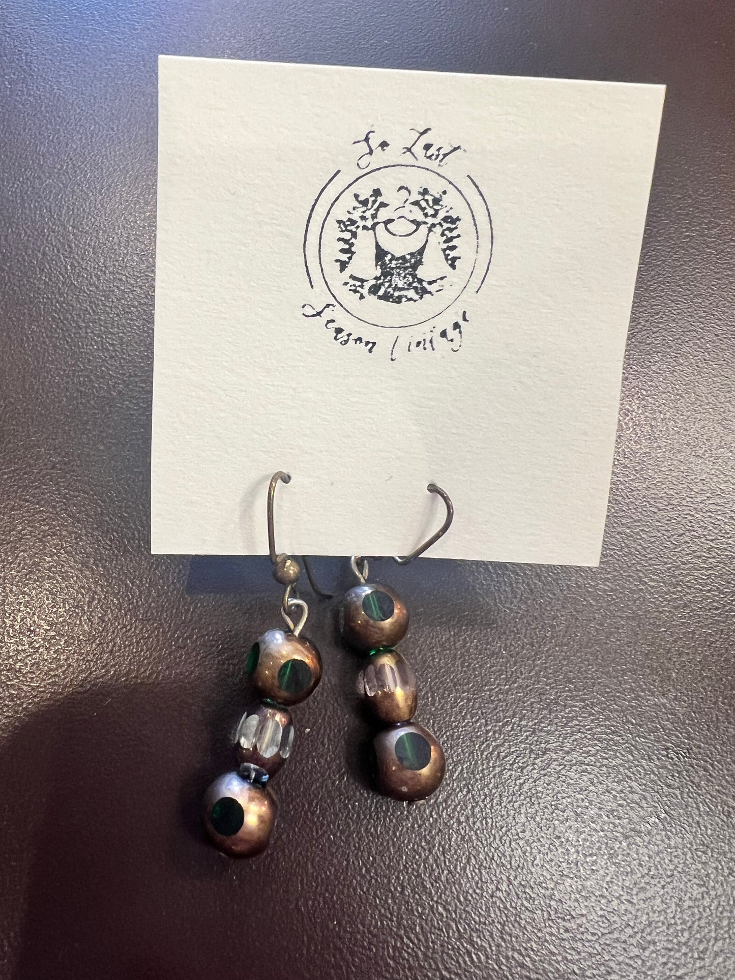 Round Triple Bead Drop Earrings