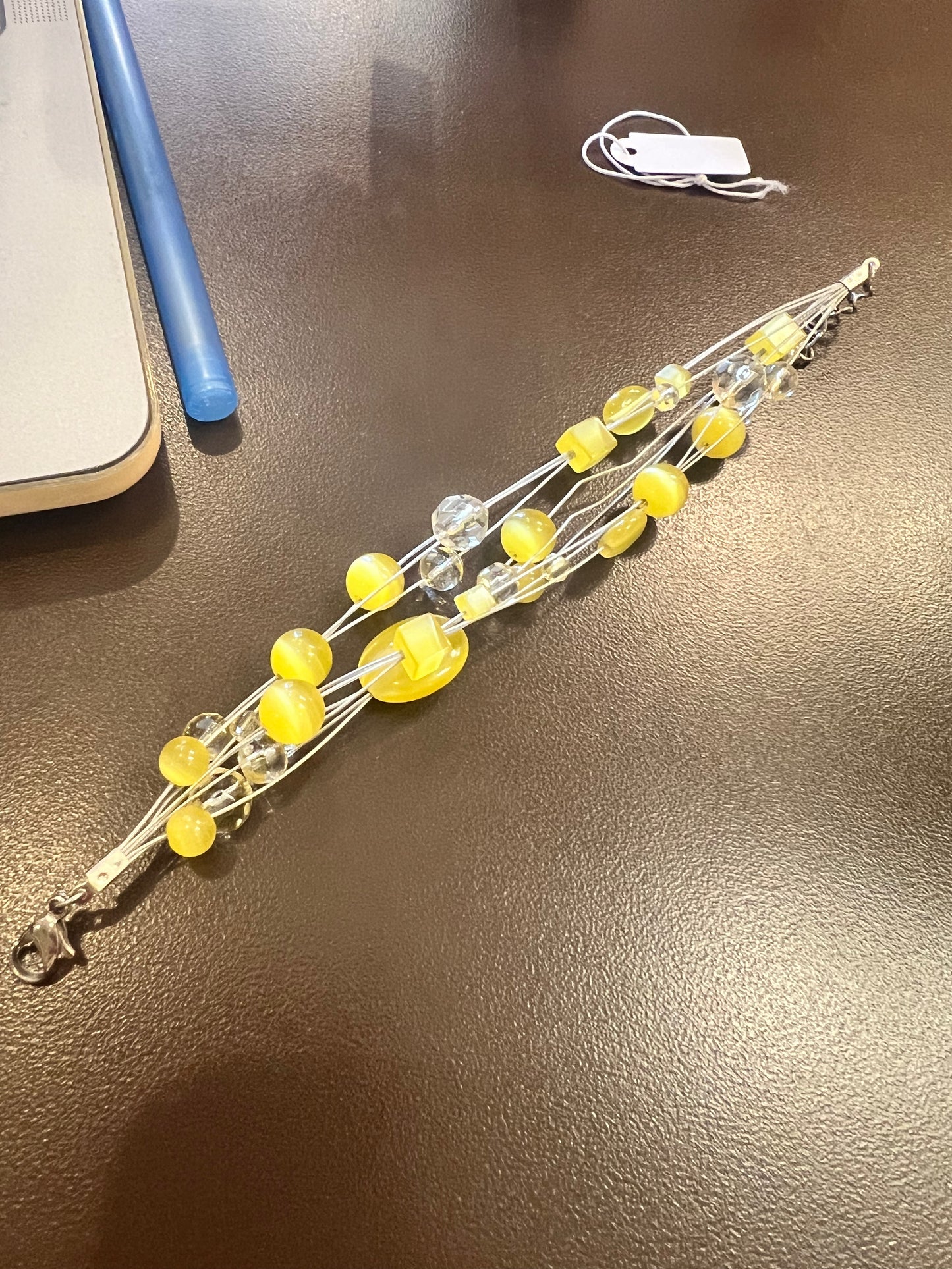 Wire Yellow Beaded Bracelet