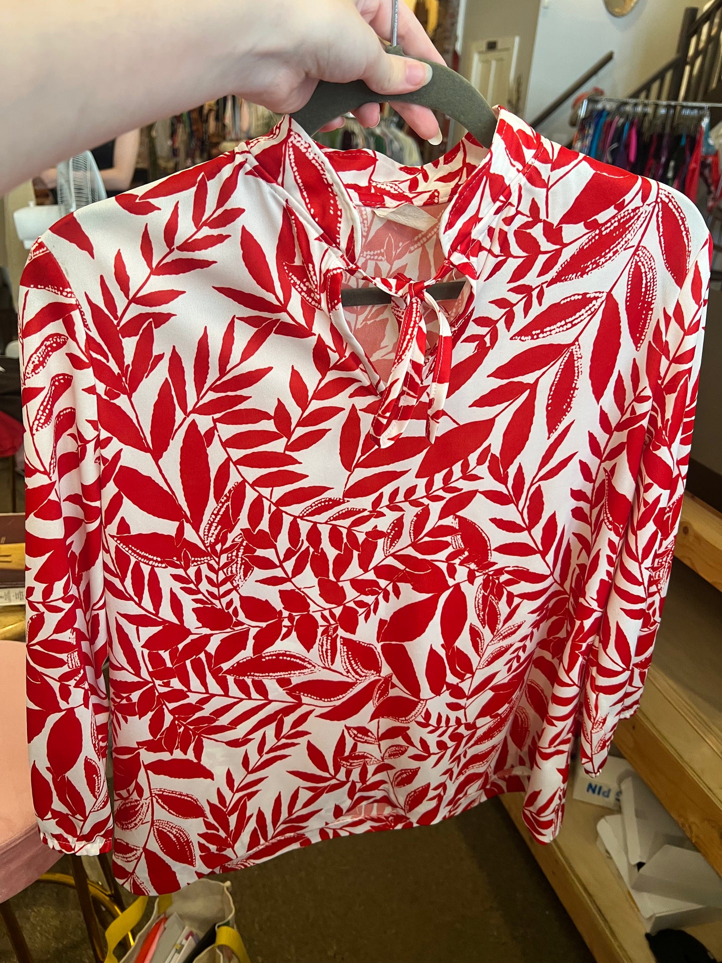 80s/90s Printed Tie Blouse