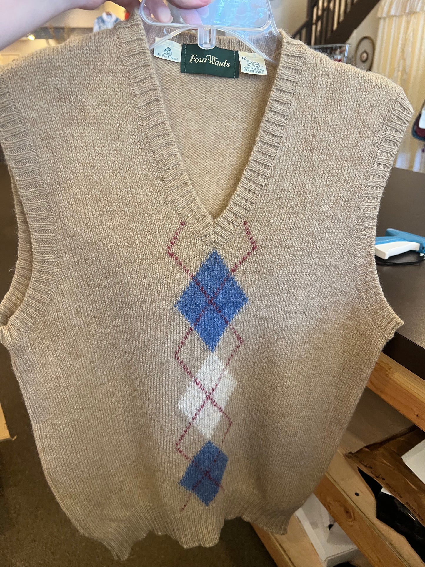 80s/90s Four Winds Argyle Sweater Vest