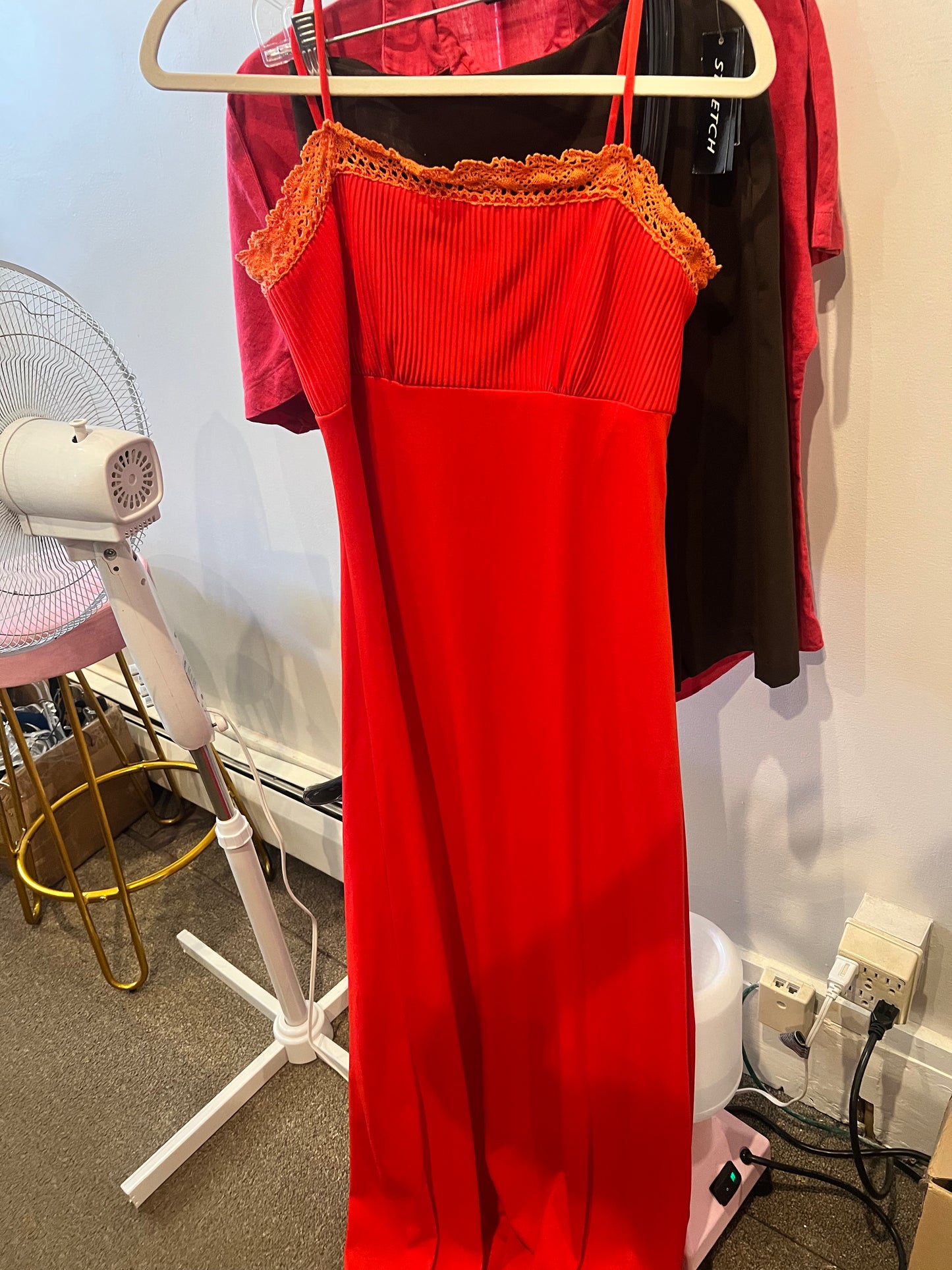 Lace Trim Dress w/ Shawl