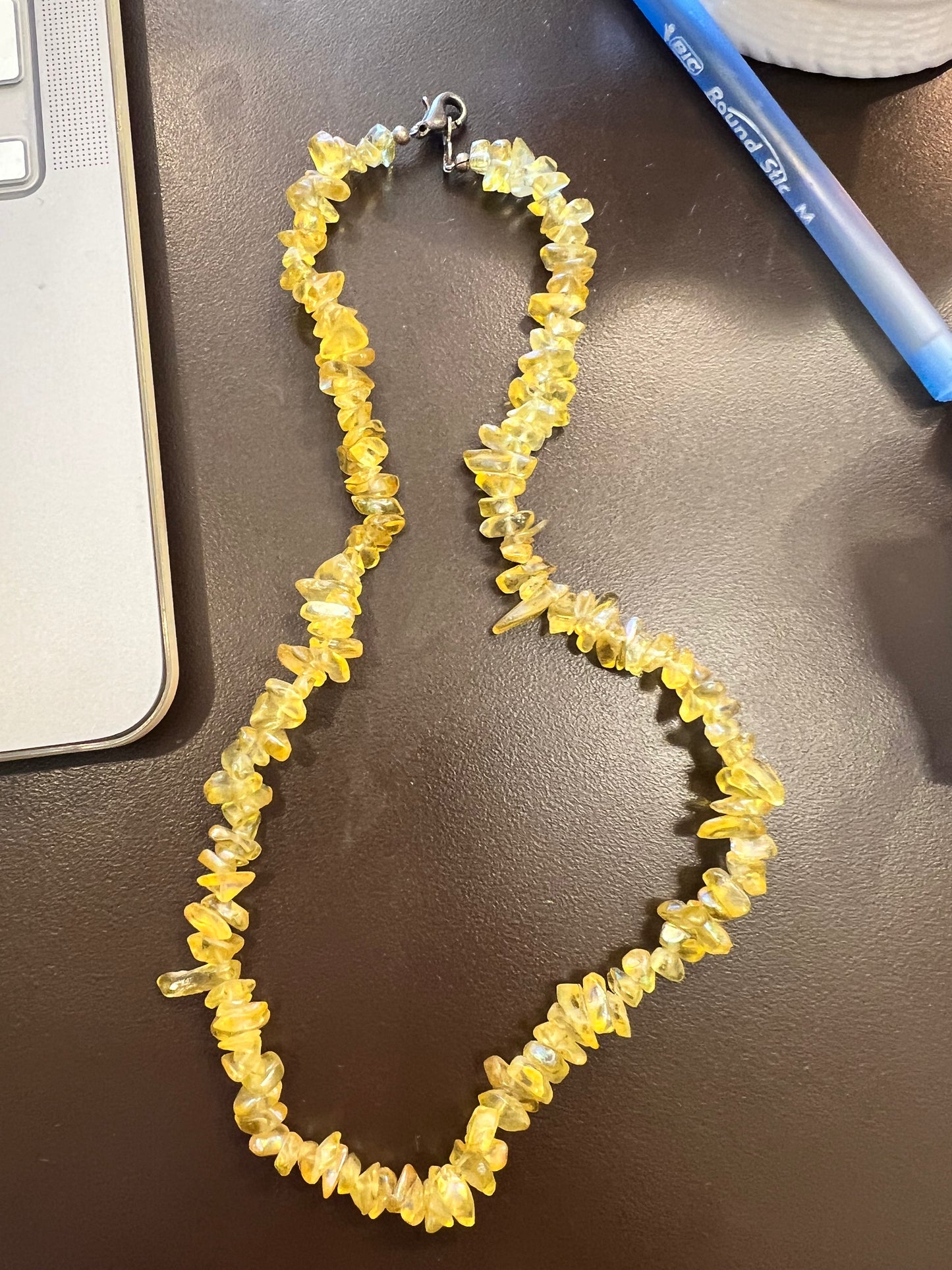 Vintage Yellow Citrine Bead Necklace