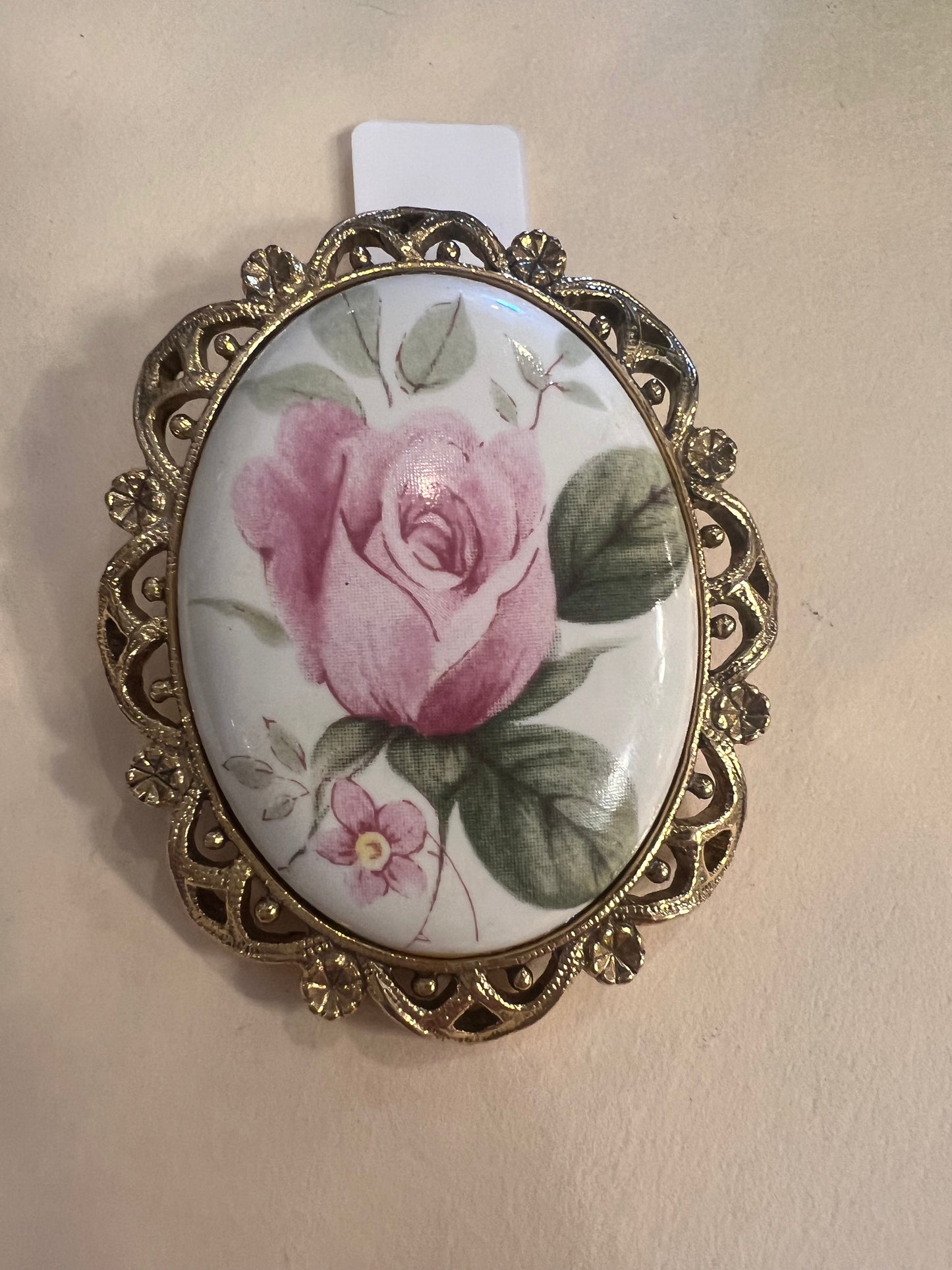 Floral Gold Trim Brooch
