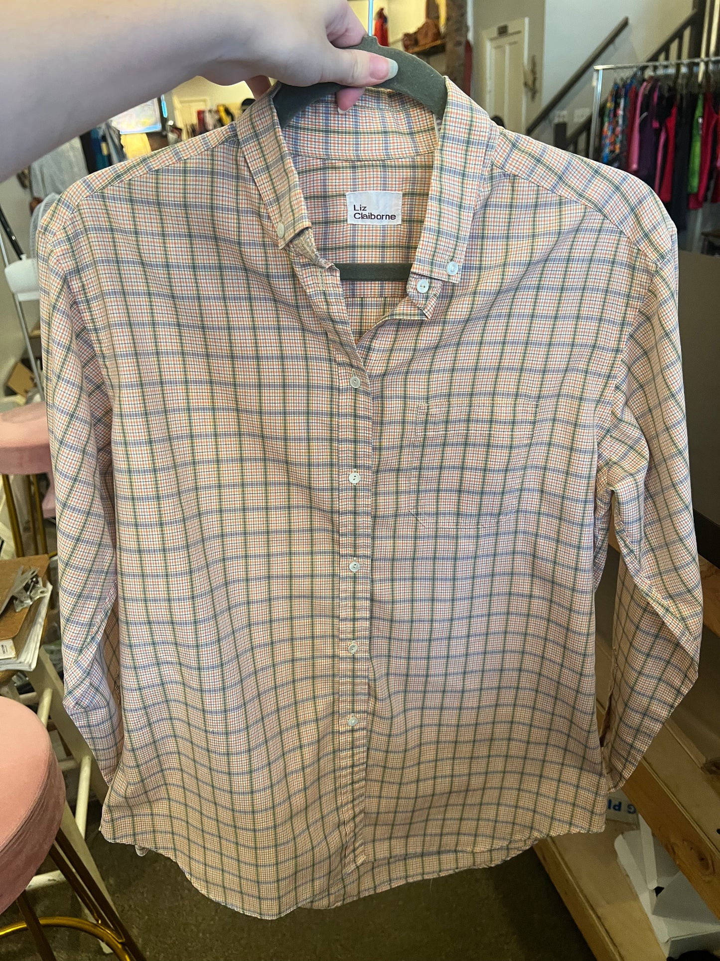70s/80s Liz Claiborne Plaid Button Down Shirt