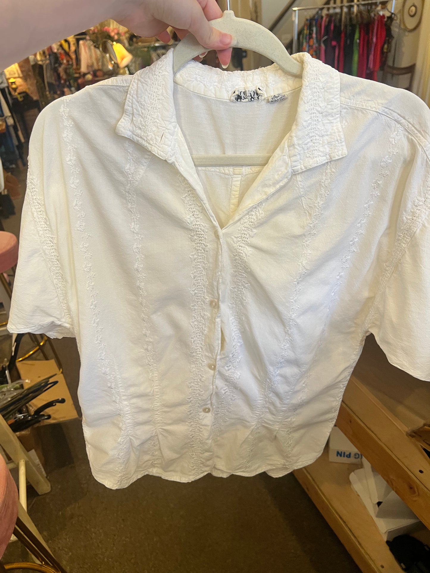 80s Entity Embroidered Button Down Short Sleeve Shirt