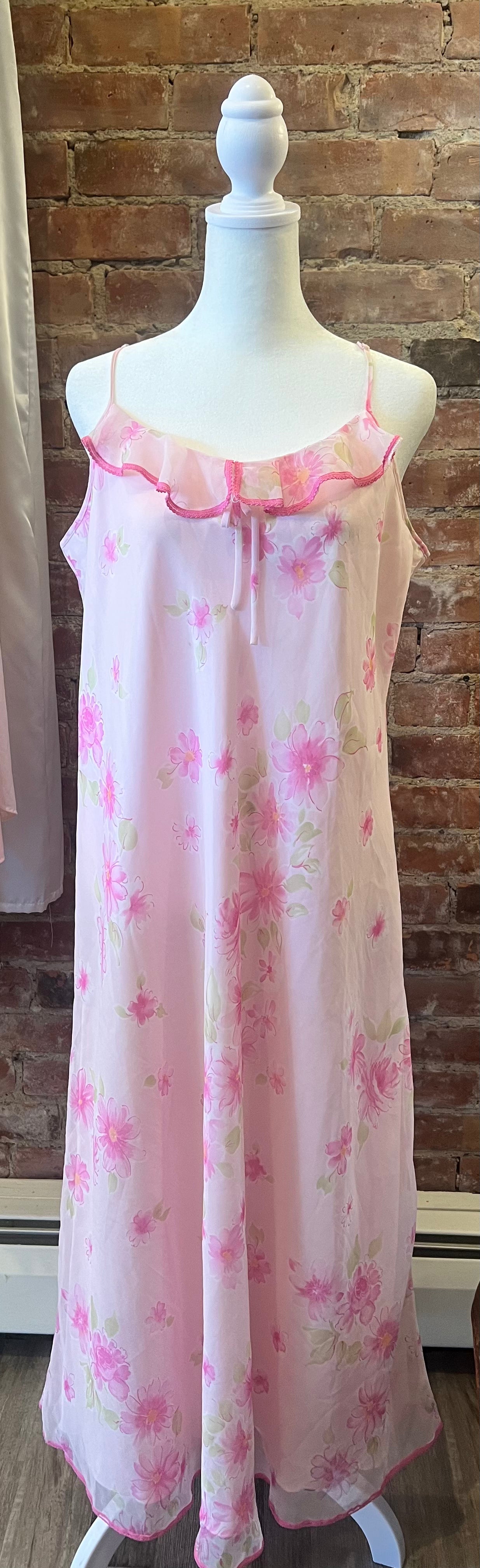 2000s Oscar de La Renta Pink Label Floral Slip