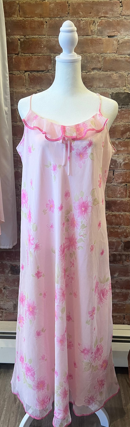 2000s Oscar de La Renta Pink Label Floral Slip