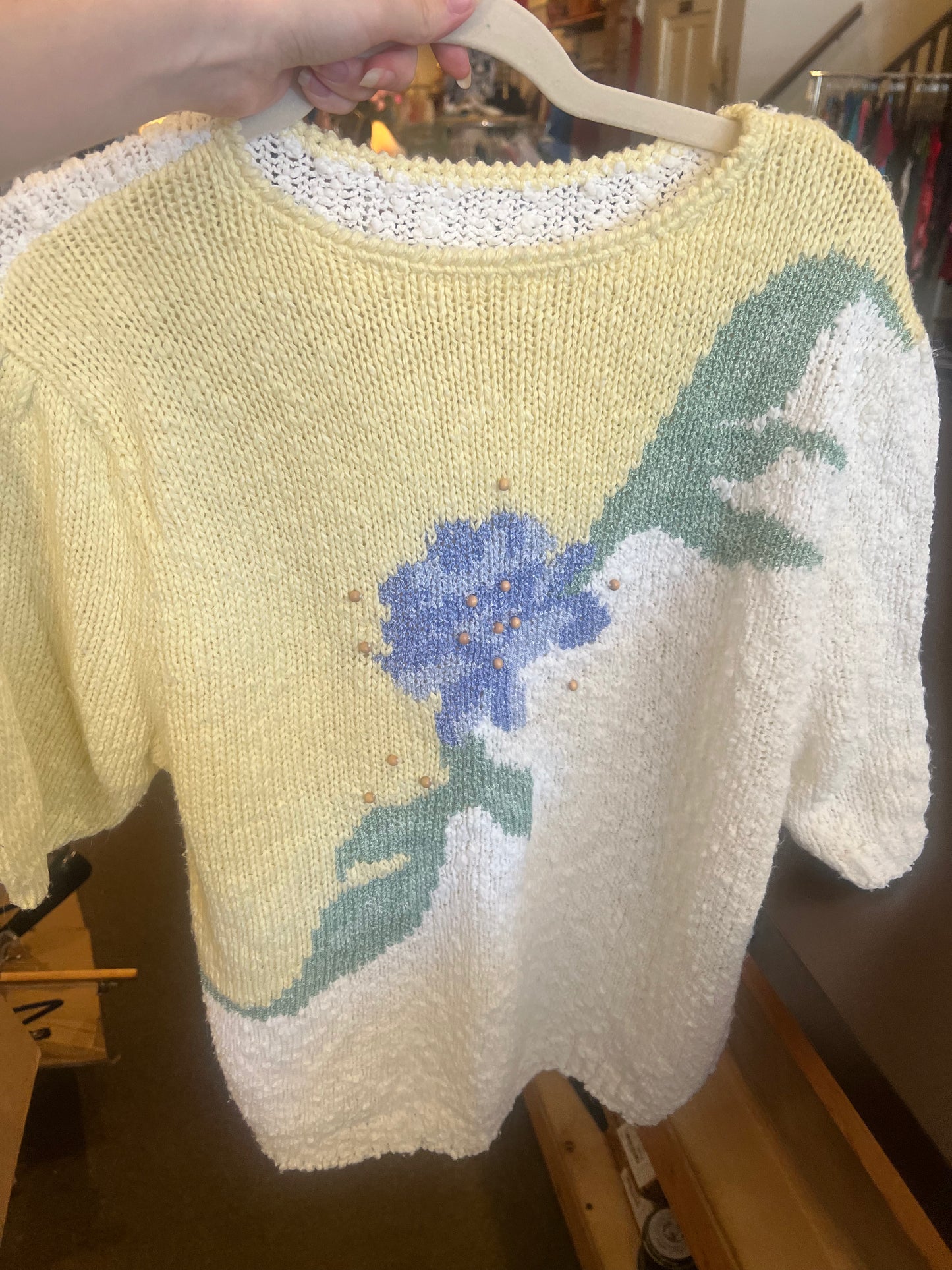 80s Short Sleeve Knit Floral Top