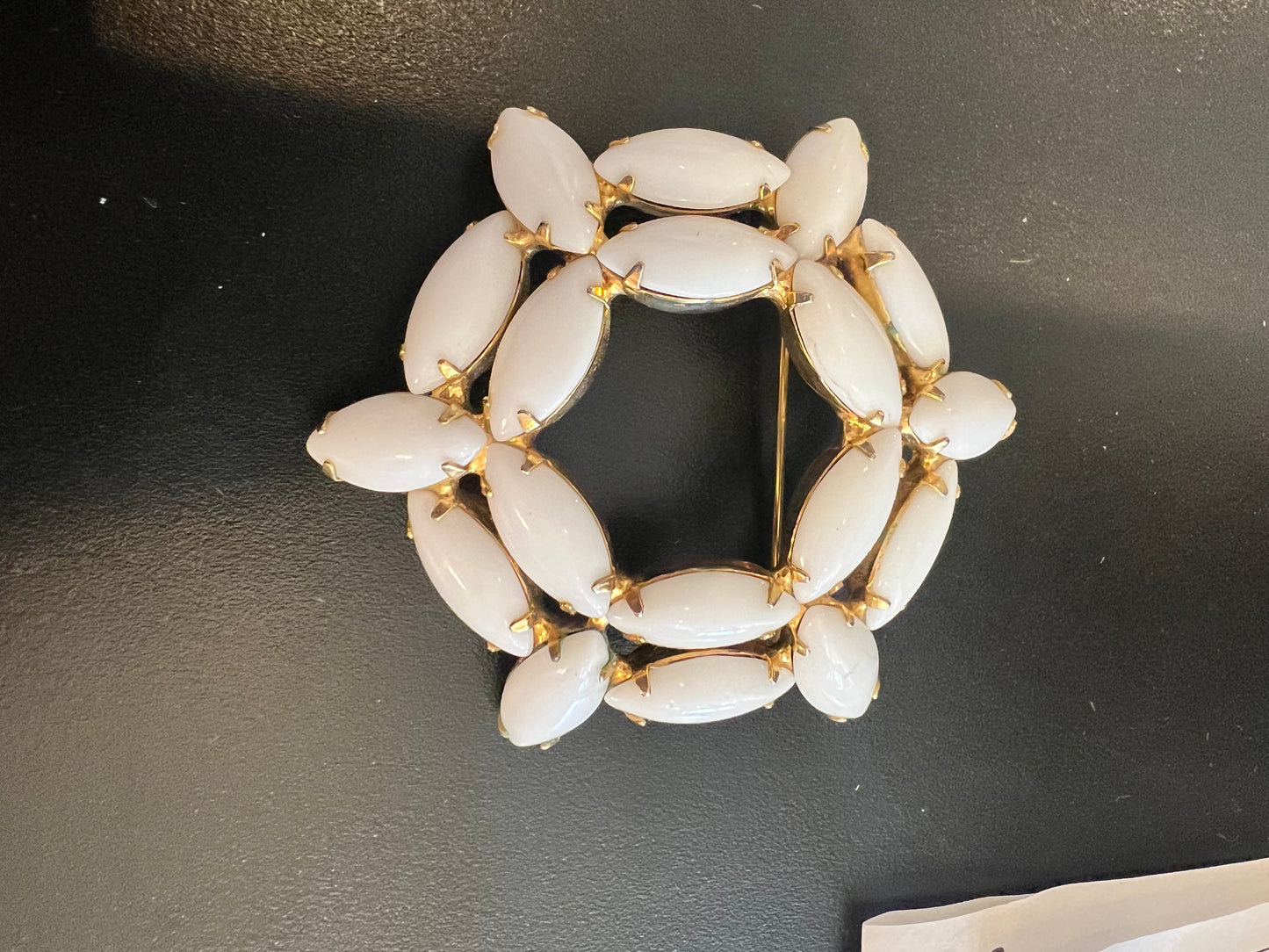 Vintage Milk Glass Brooch