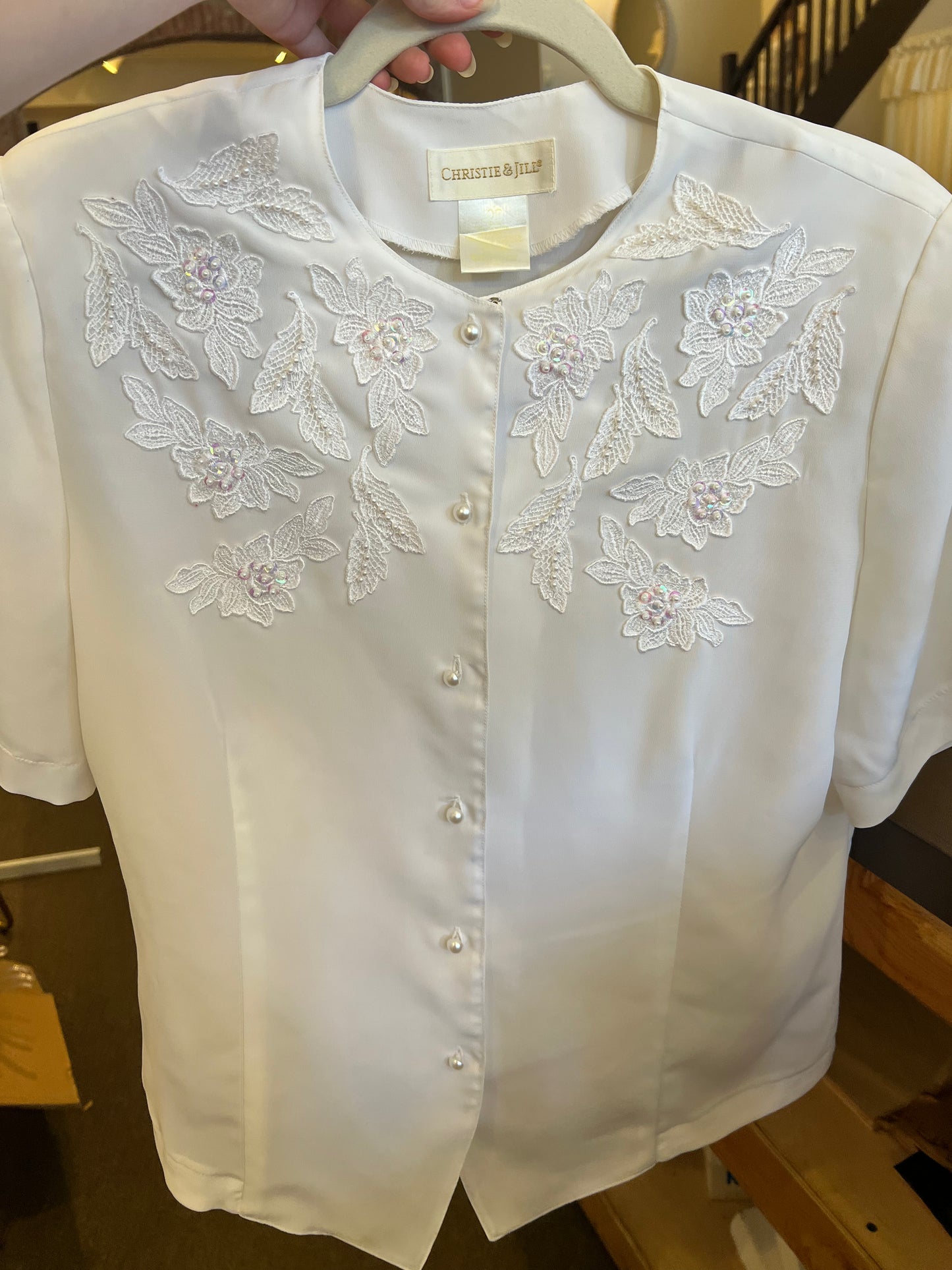 90s Christie and Jill Lace & Bead Appliqué Top