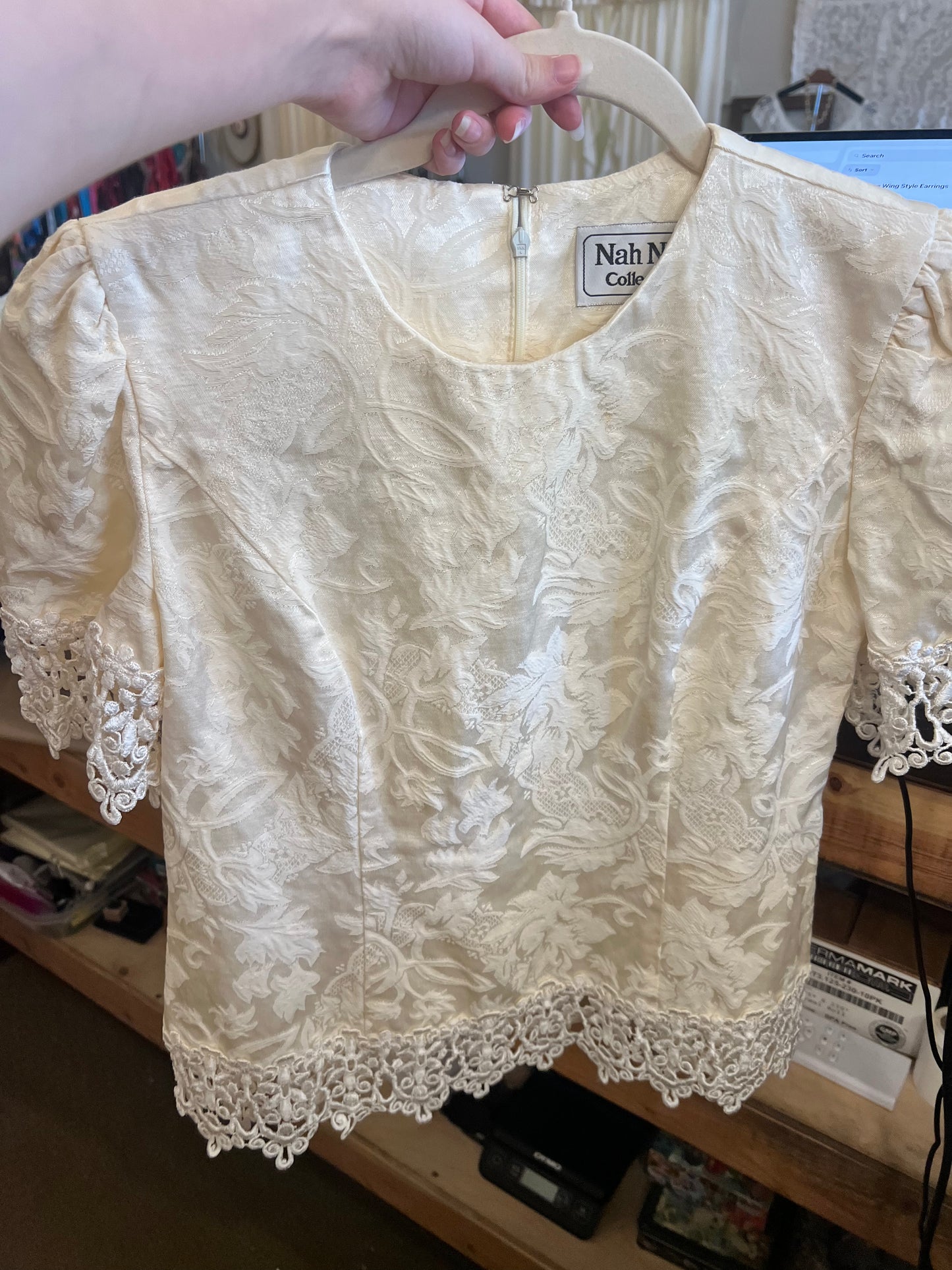 80s Nah Nah Collection Lace Trim Top