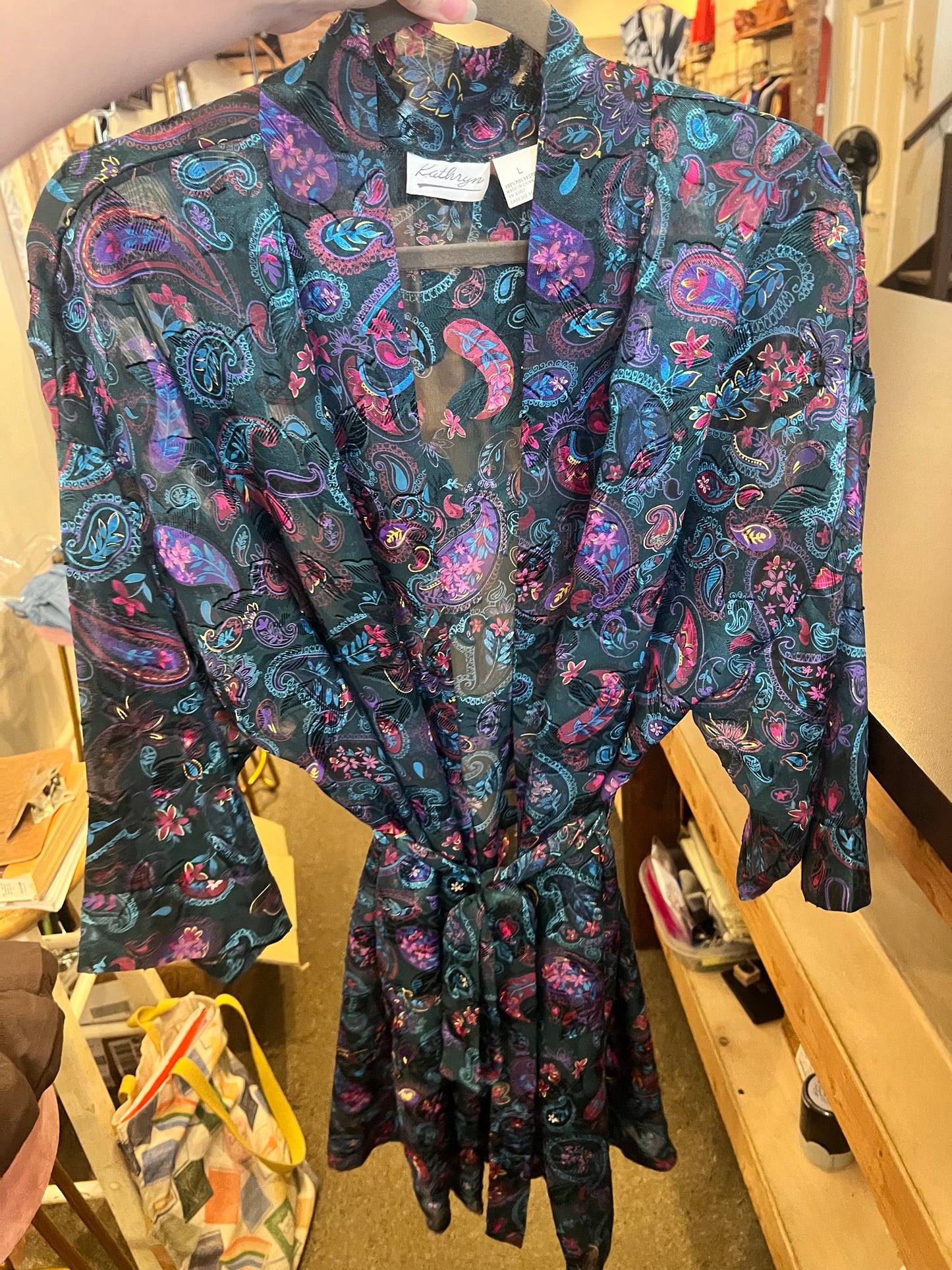 90s Kathryn Paisley Print Robe