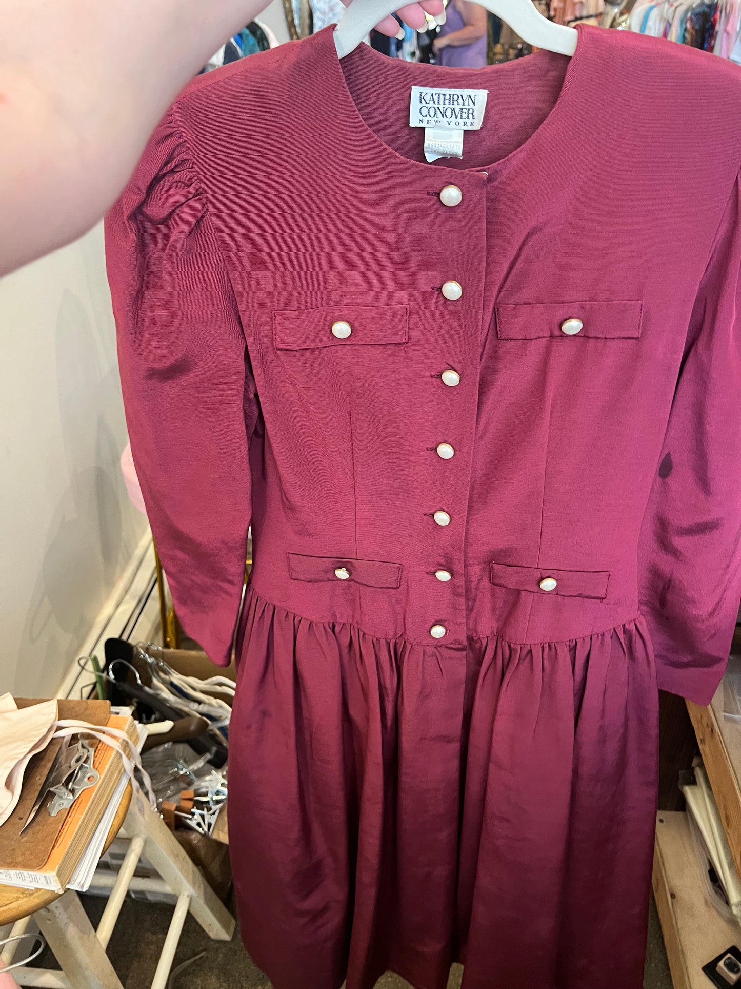 80s Kathryn Conover Button Down Front Dress