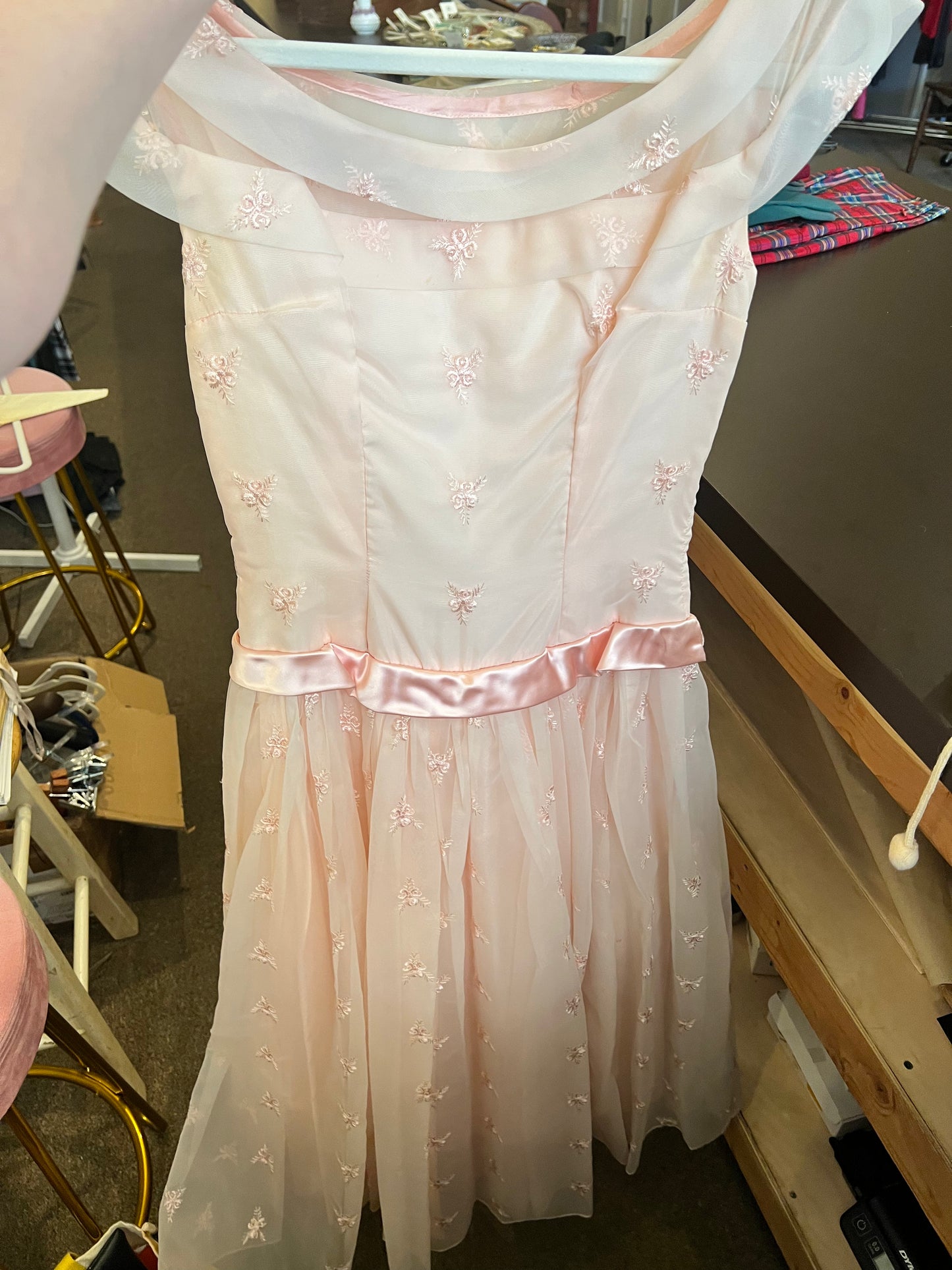 50s Tulle Off Shoulder Cocktail Dress