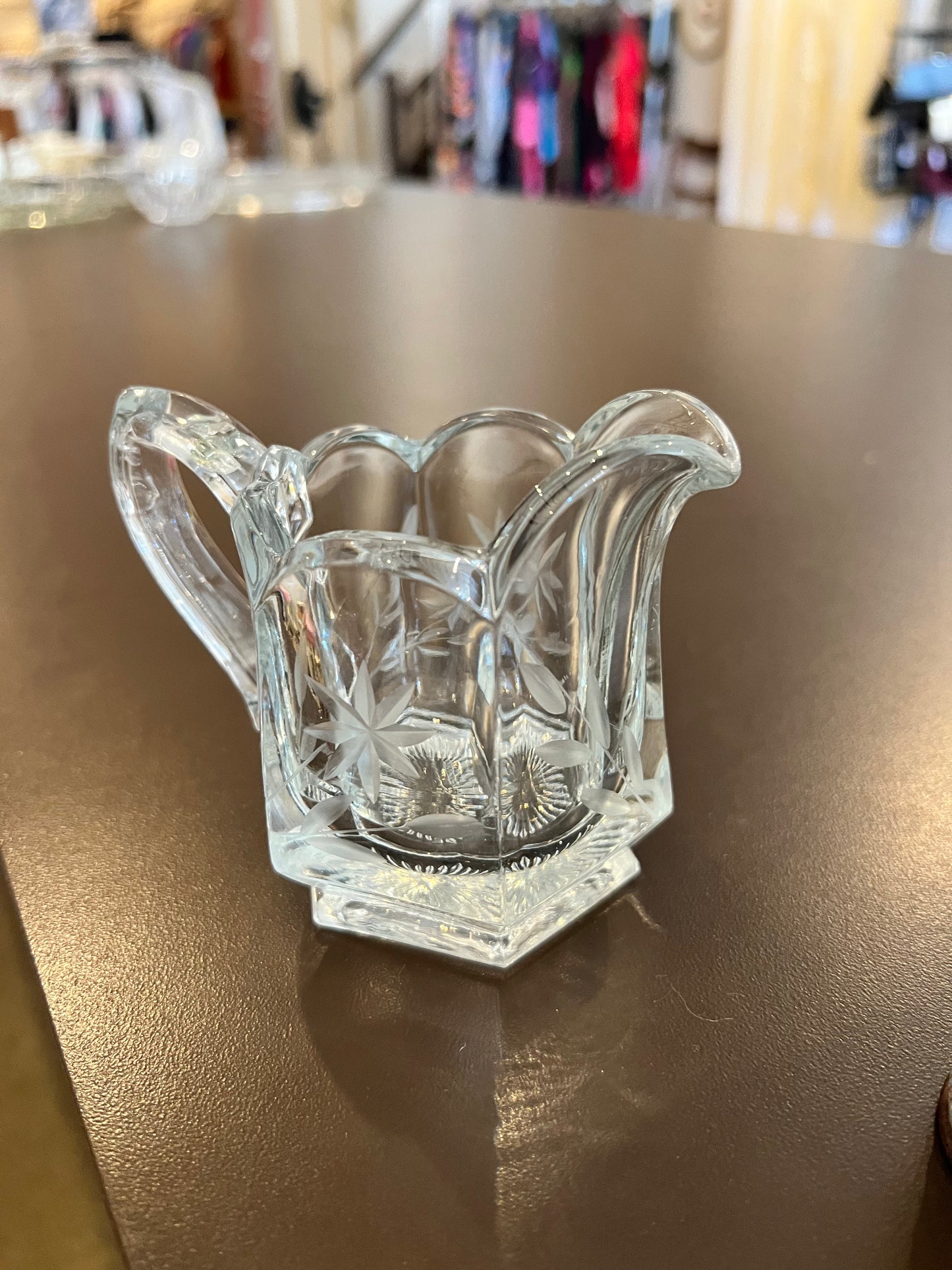 Vintage Etched Glass Creamer Dish