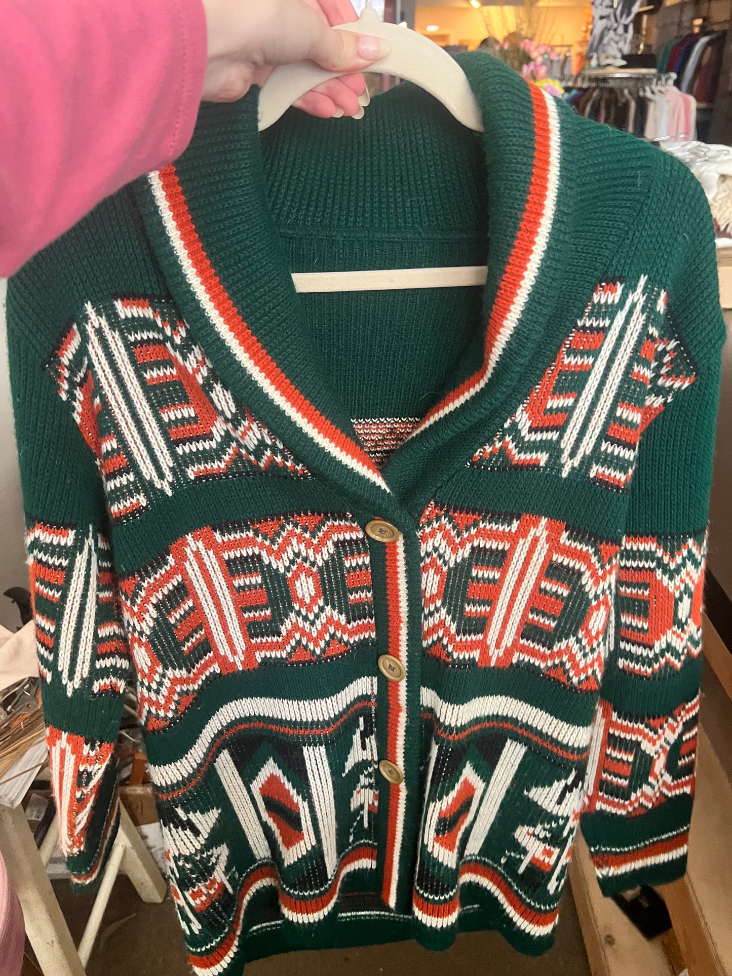 70s Aztec Inspired Design Cardigan Sweater