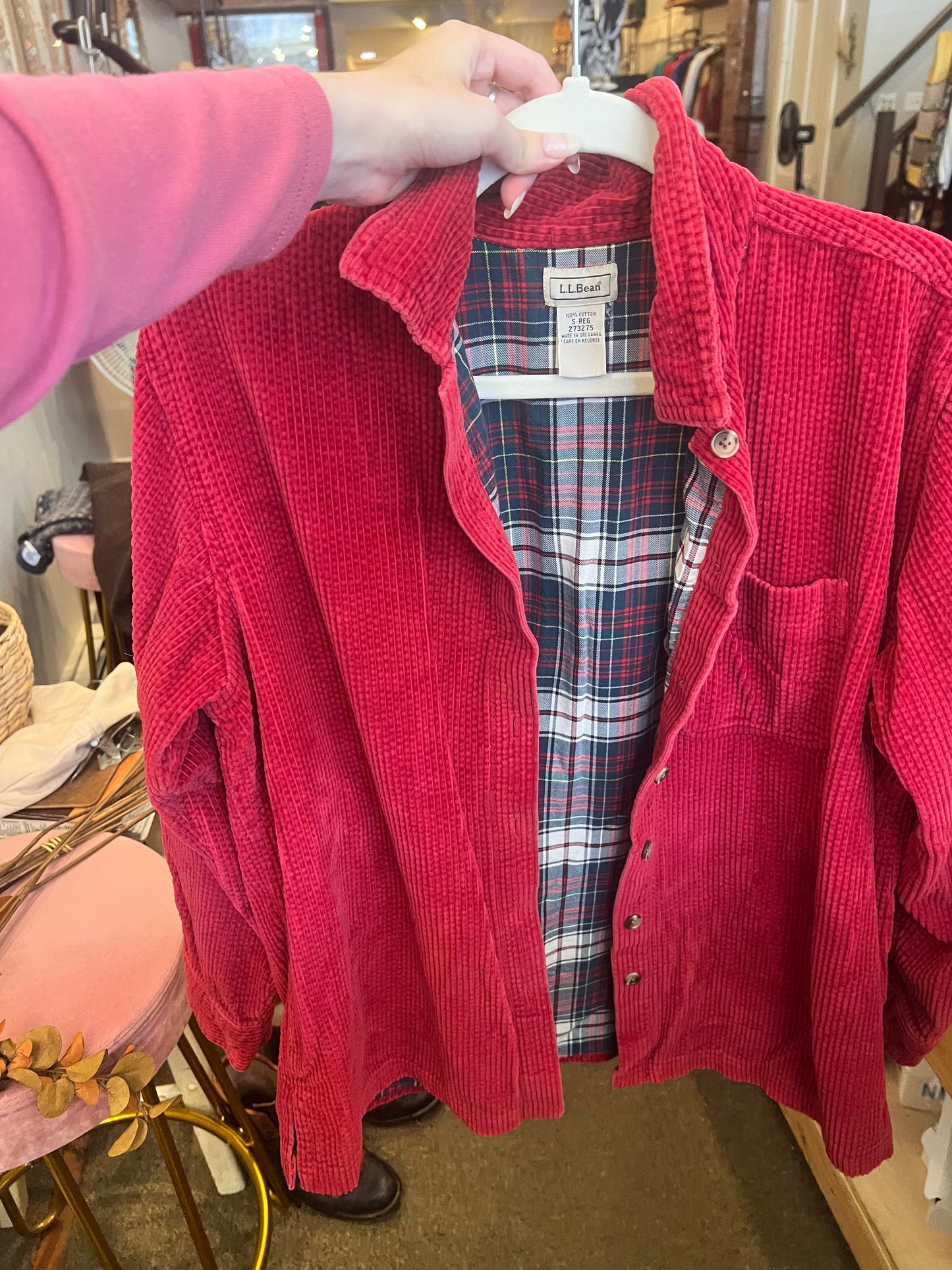 90s L.L. Bean Plaid Lined Corduroy Shirt Jacket