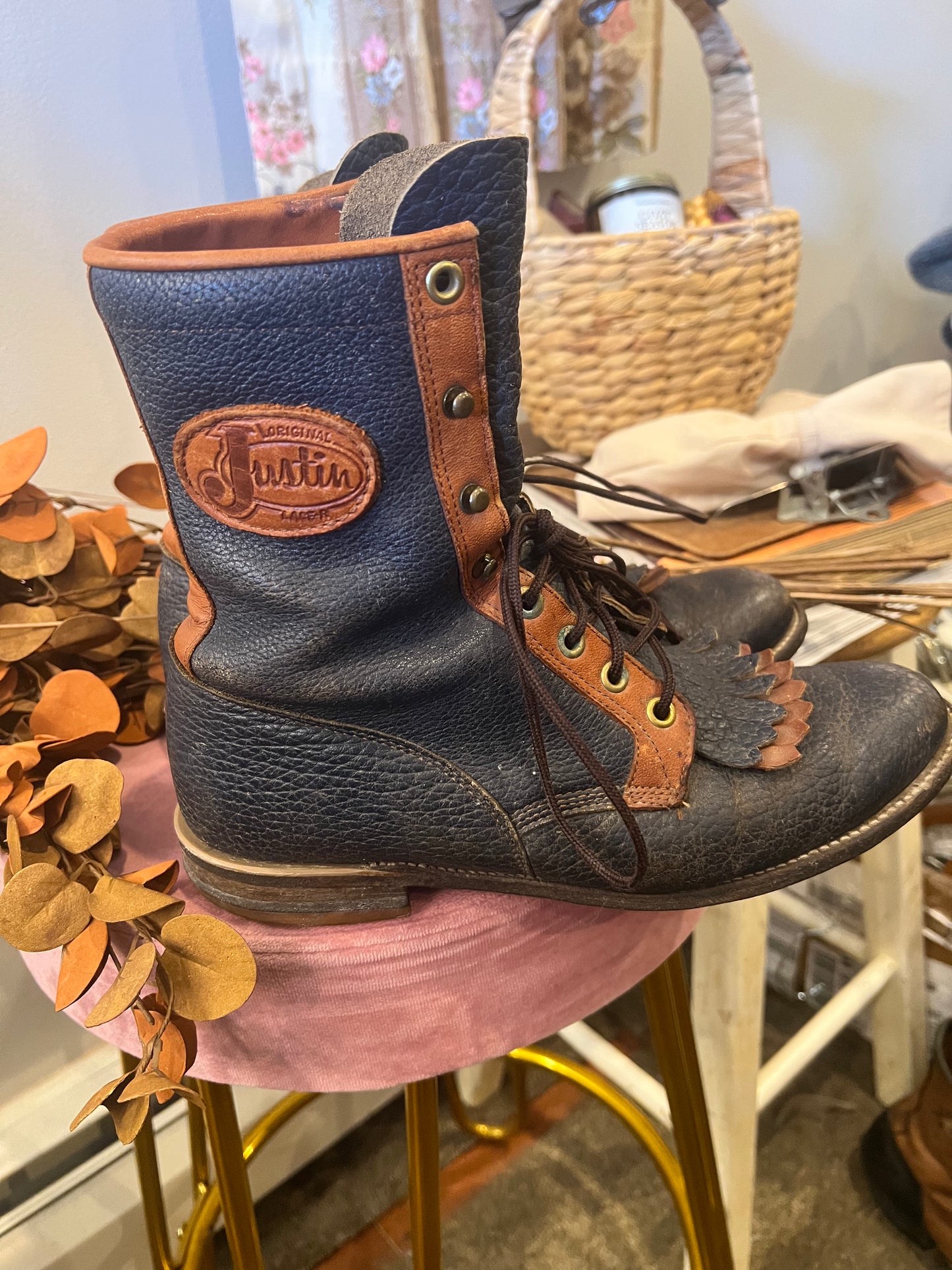 Vintage Justin Lace Up Boots