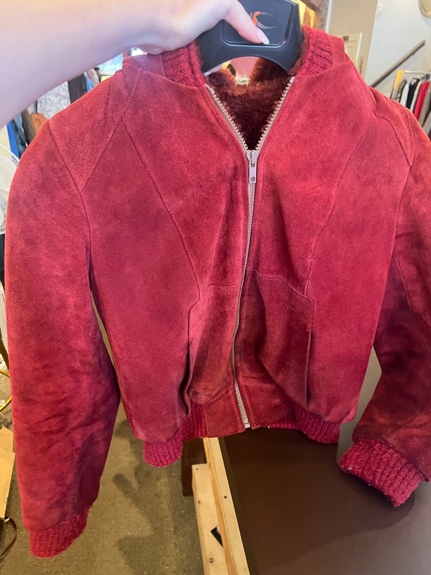 70s Genuine Leather Hooded Lined Jacket