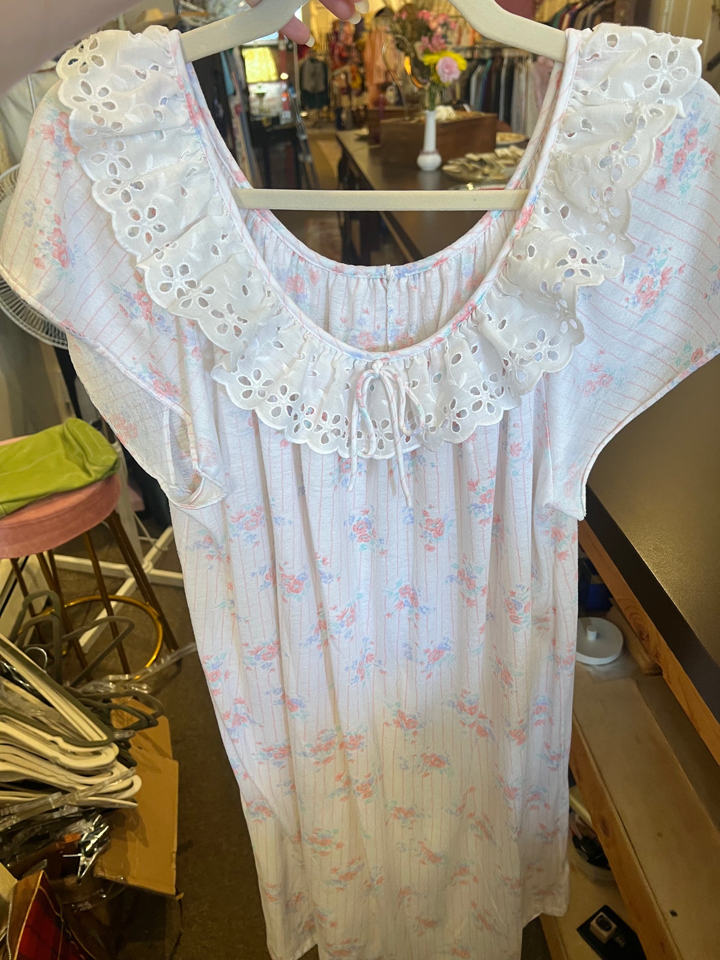 80s/90s Eyelet Ruffle Nightgown