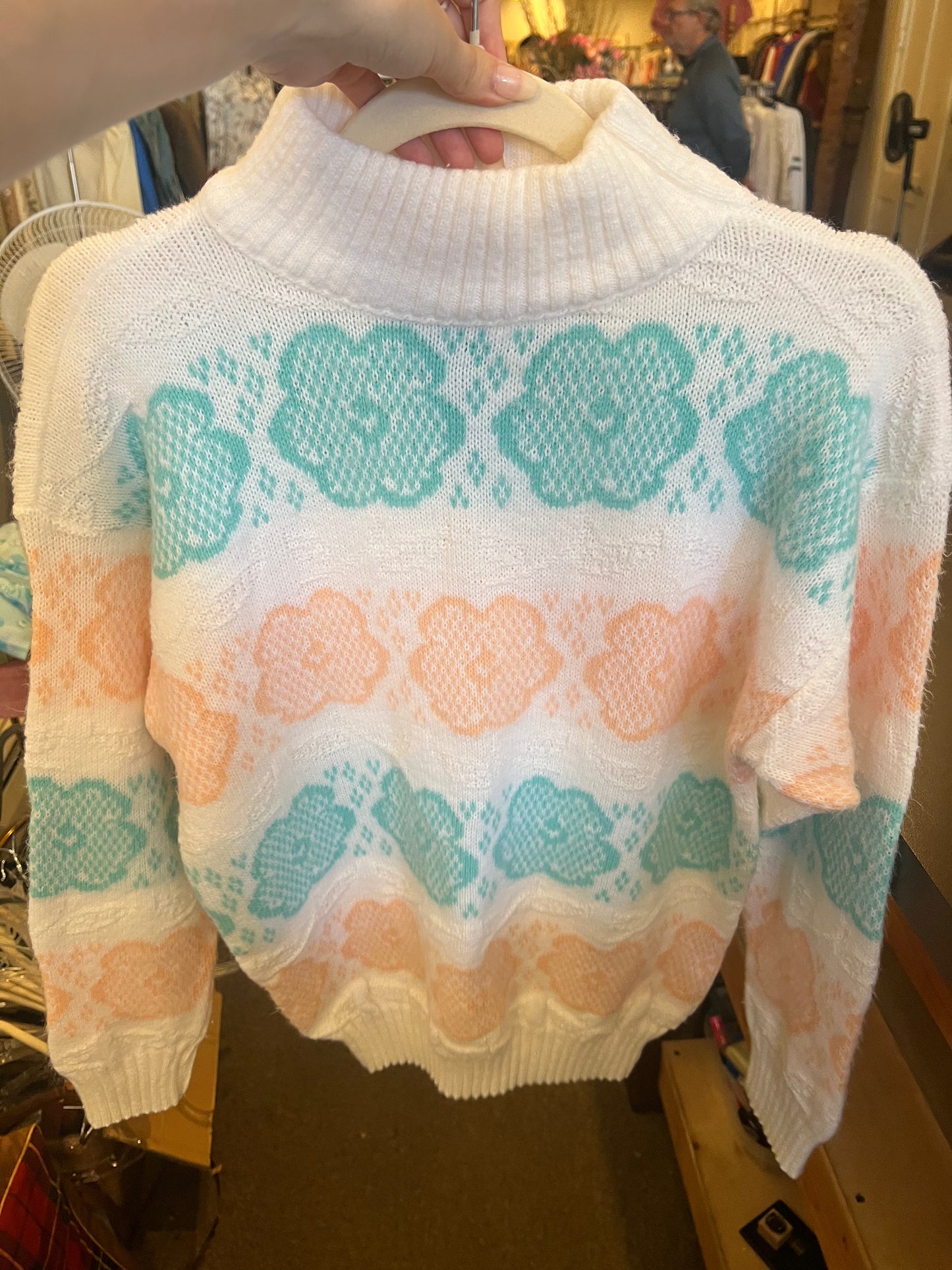 80s Spunky Pastel Flower Sweater
