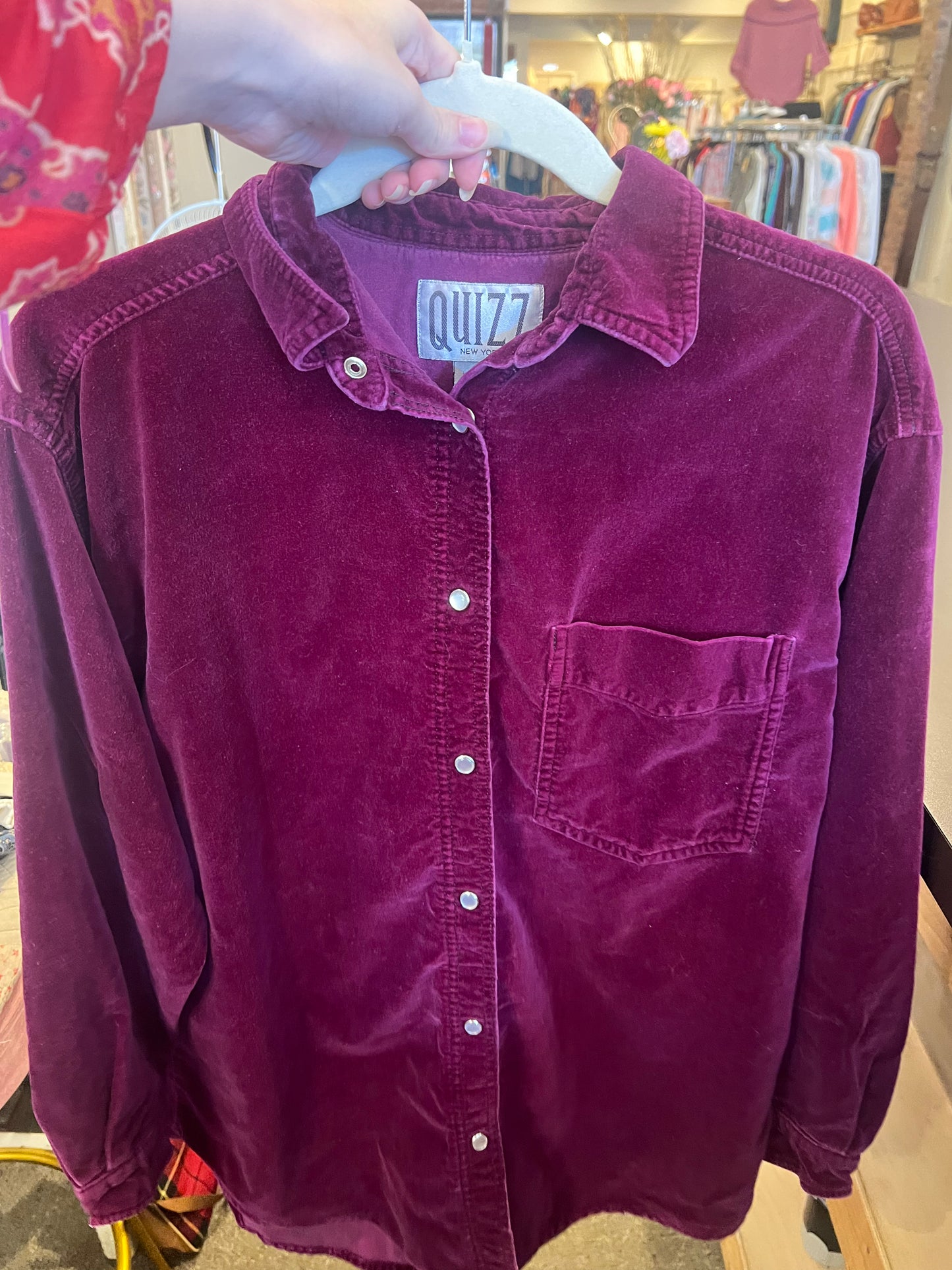 90s Quizz New York Velvet Button Down Shirt