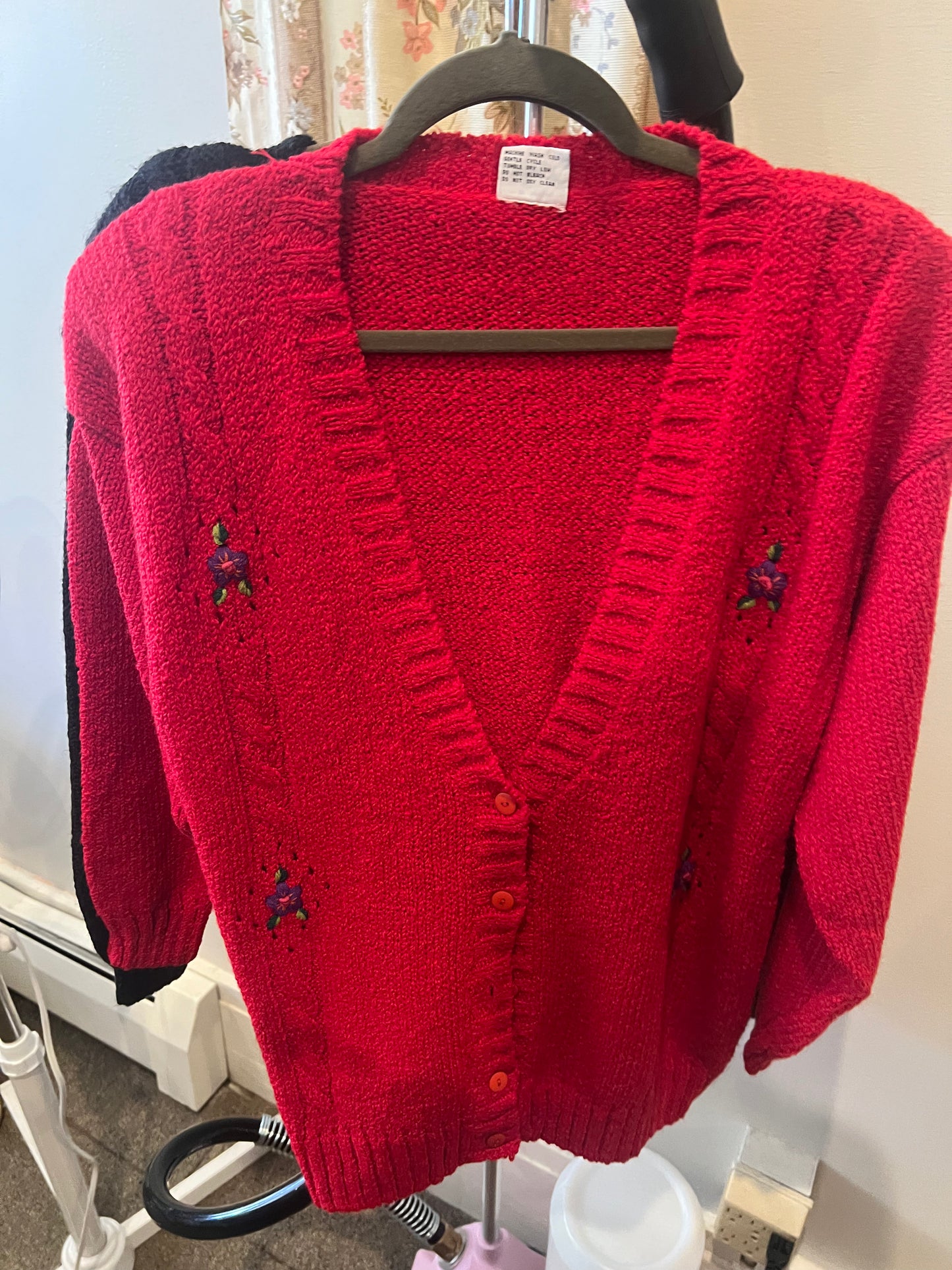 80s Michelle Louise Flower Embroidered Cardigan