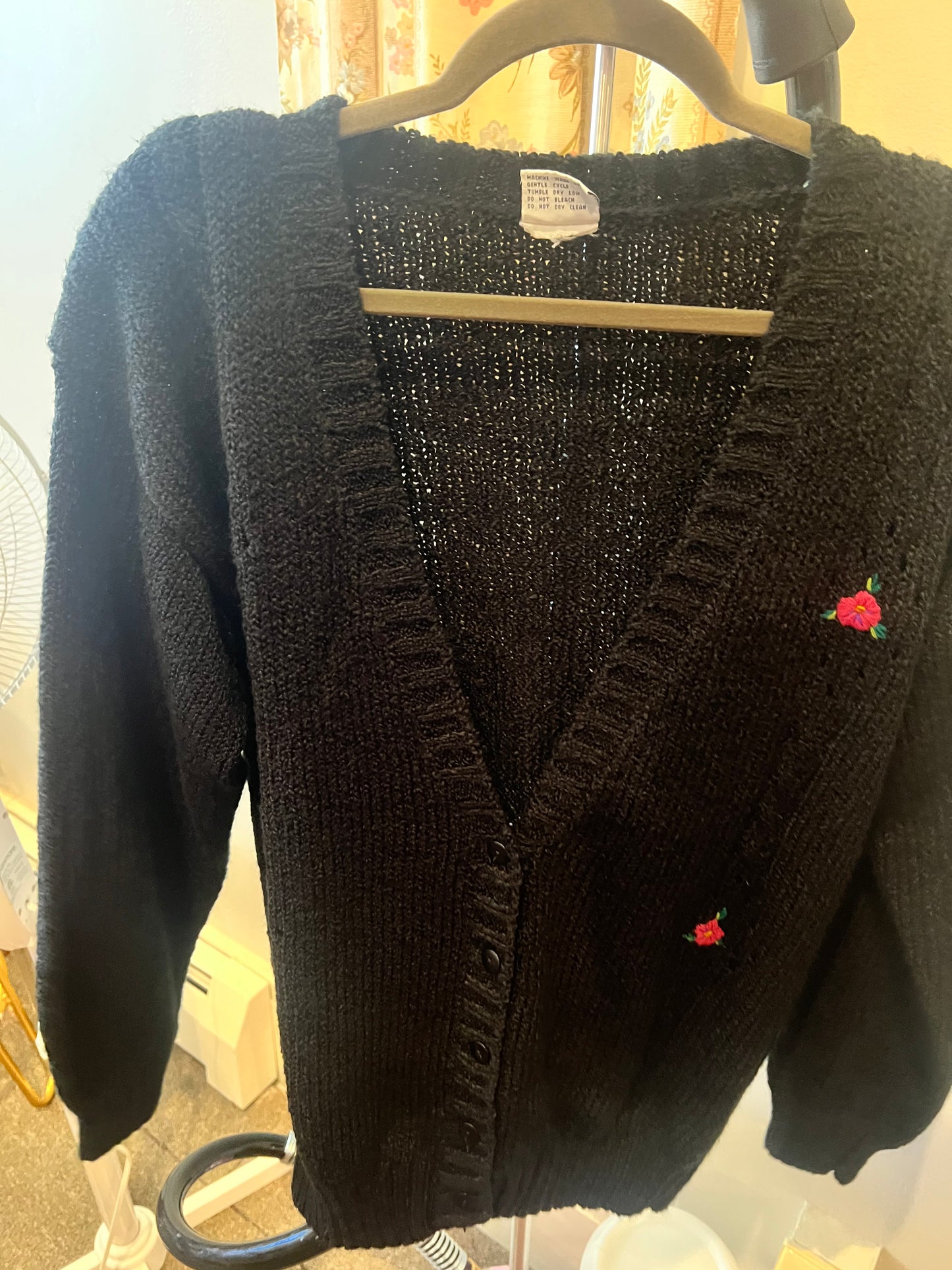 80s Michelle Louise Flower Embroidered Cardigan