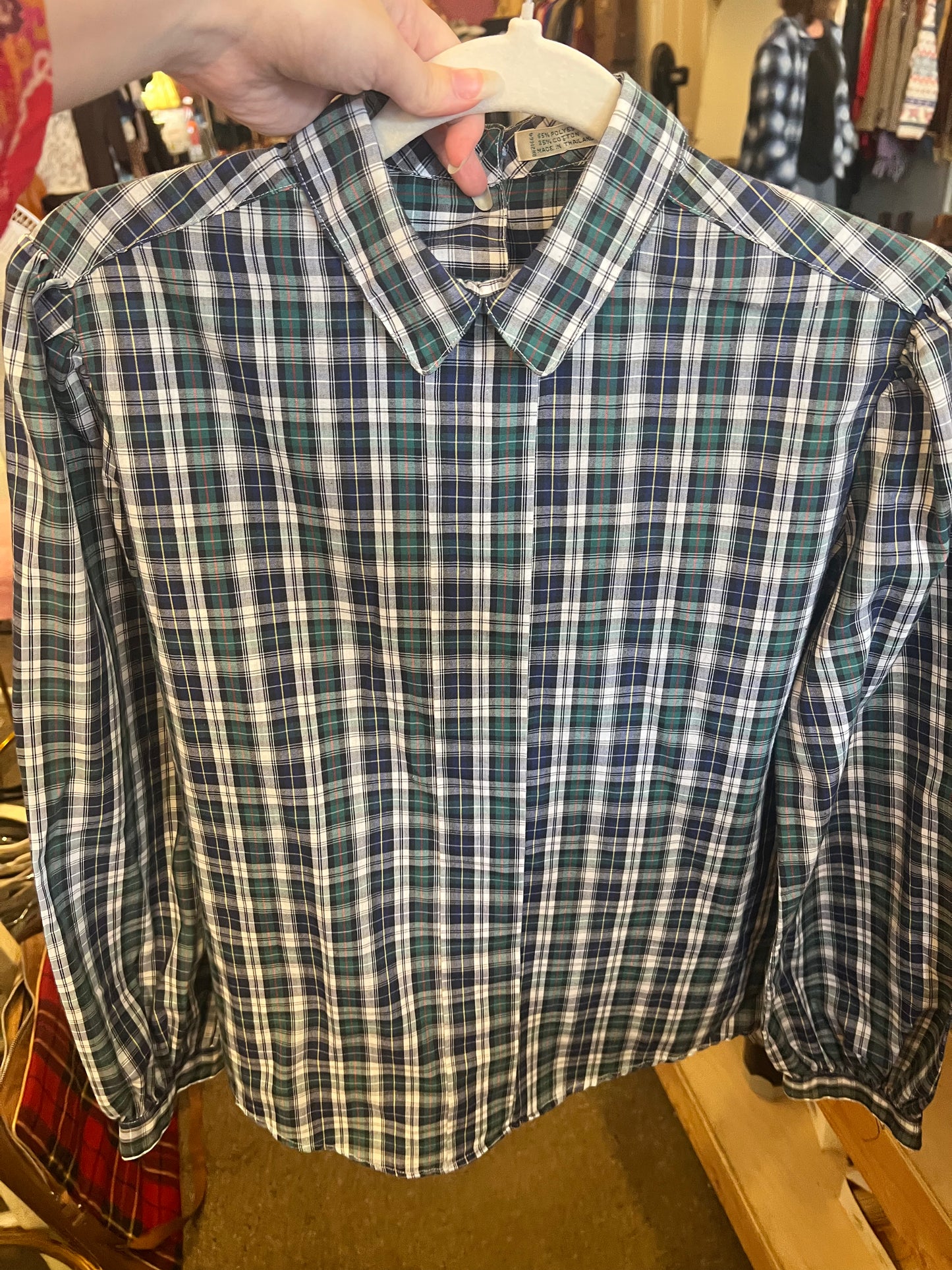 80s Plaid Collared Blouse