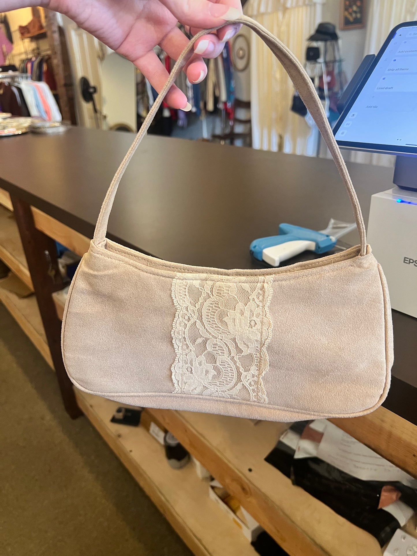 Vintage Victorias Secret Suede and Lace Purse