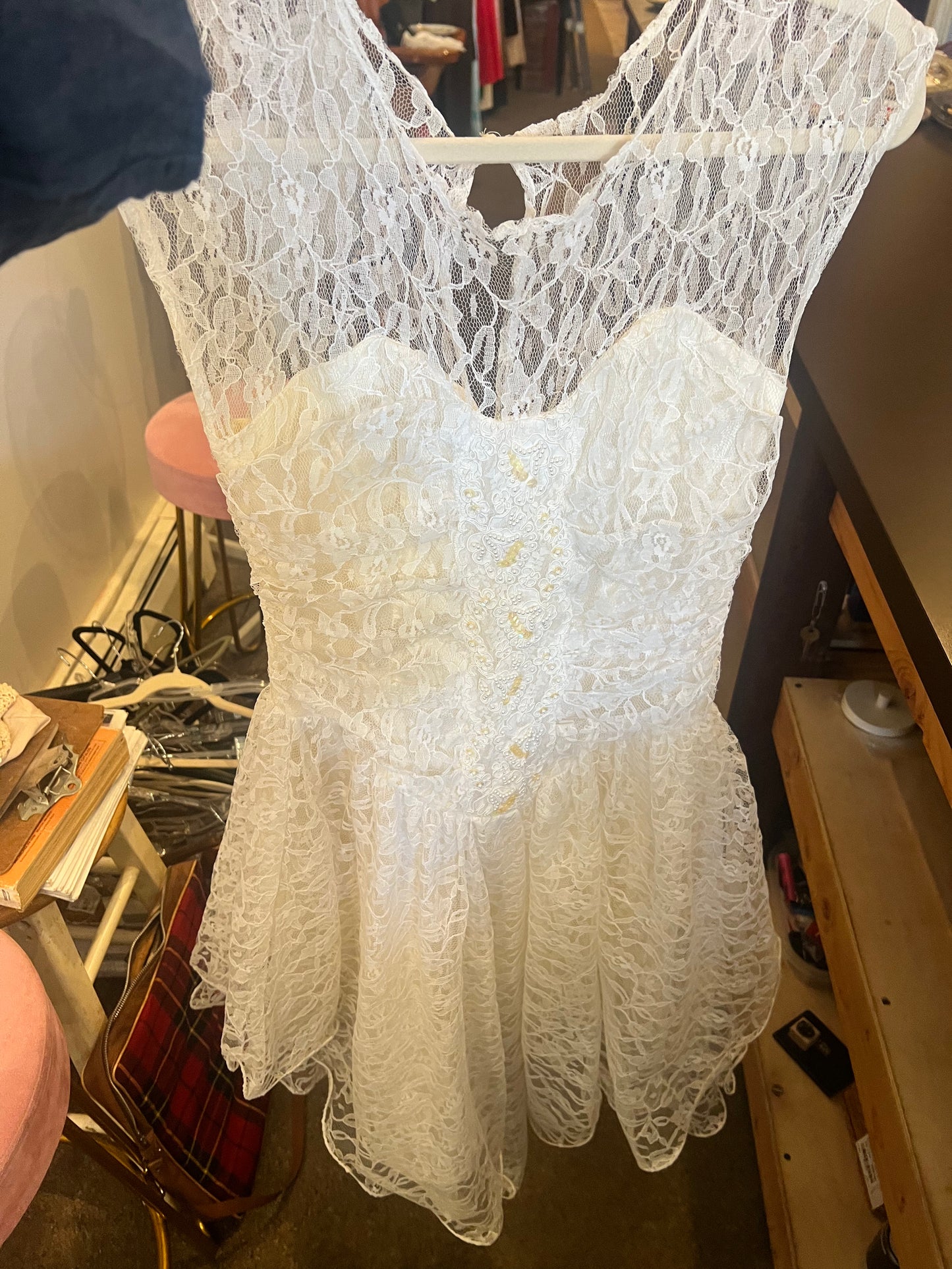 80s Nuance Lace Beaded Dress